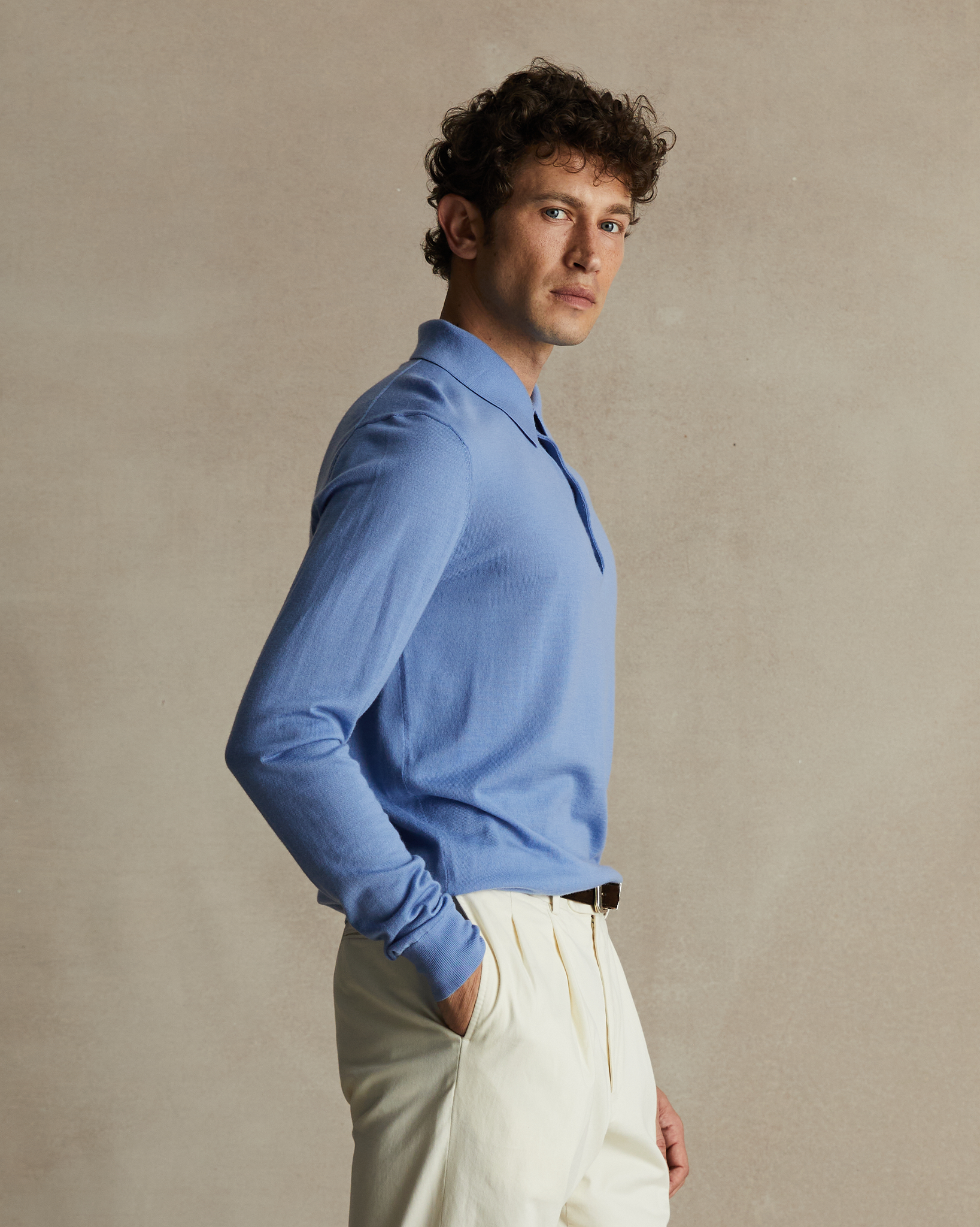 Merino Polo - Dusty Blue
