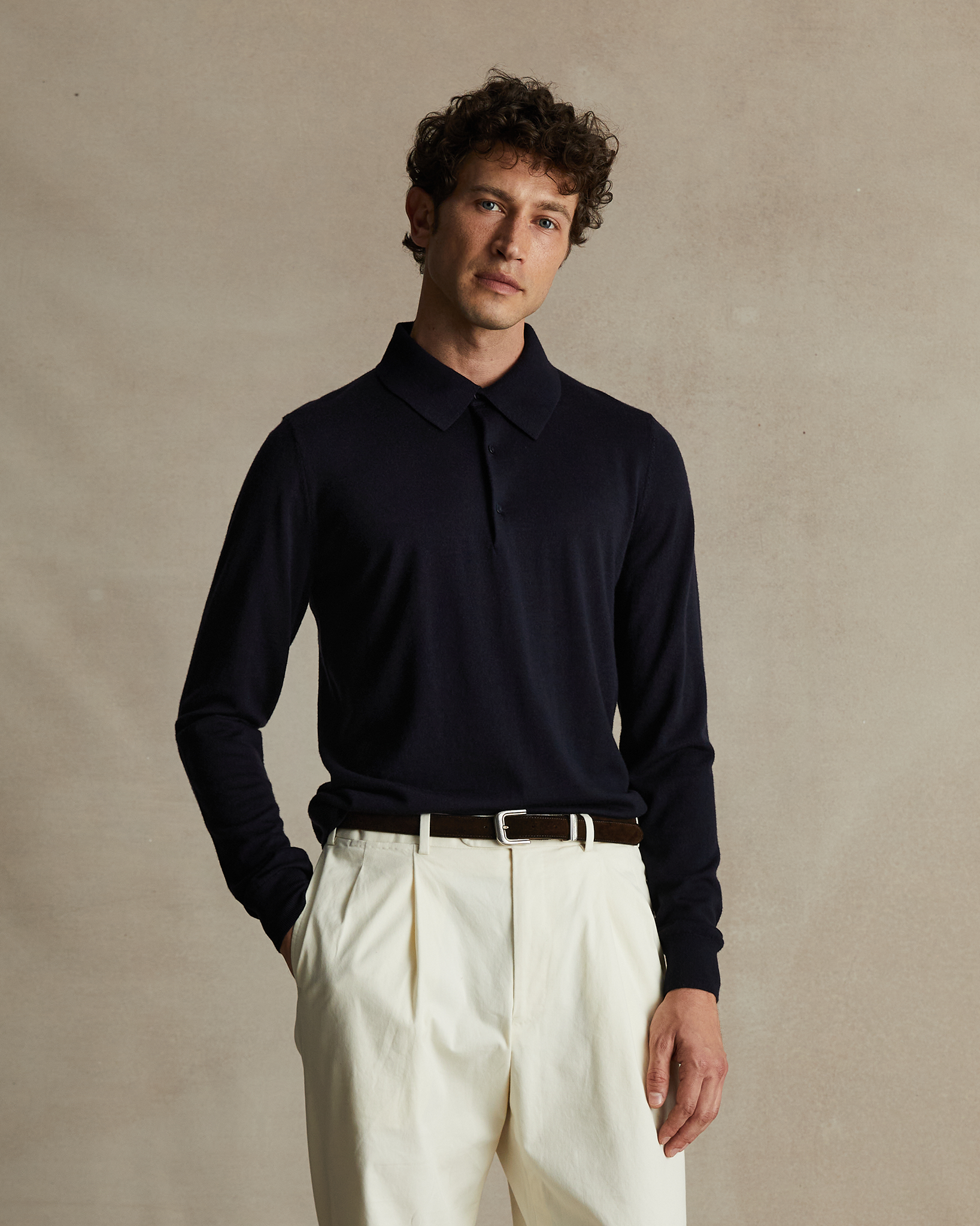 Merino Polo - Navy | P Johnson