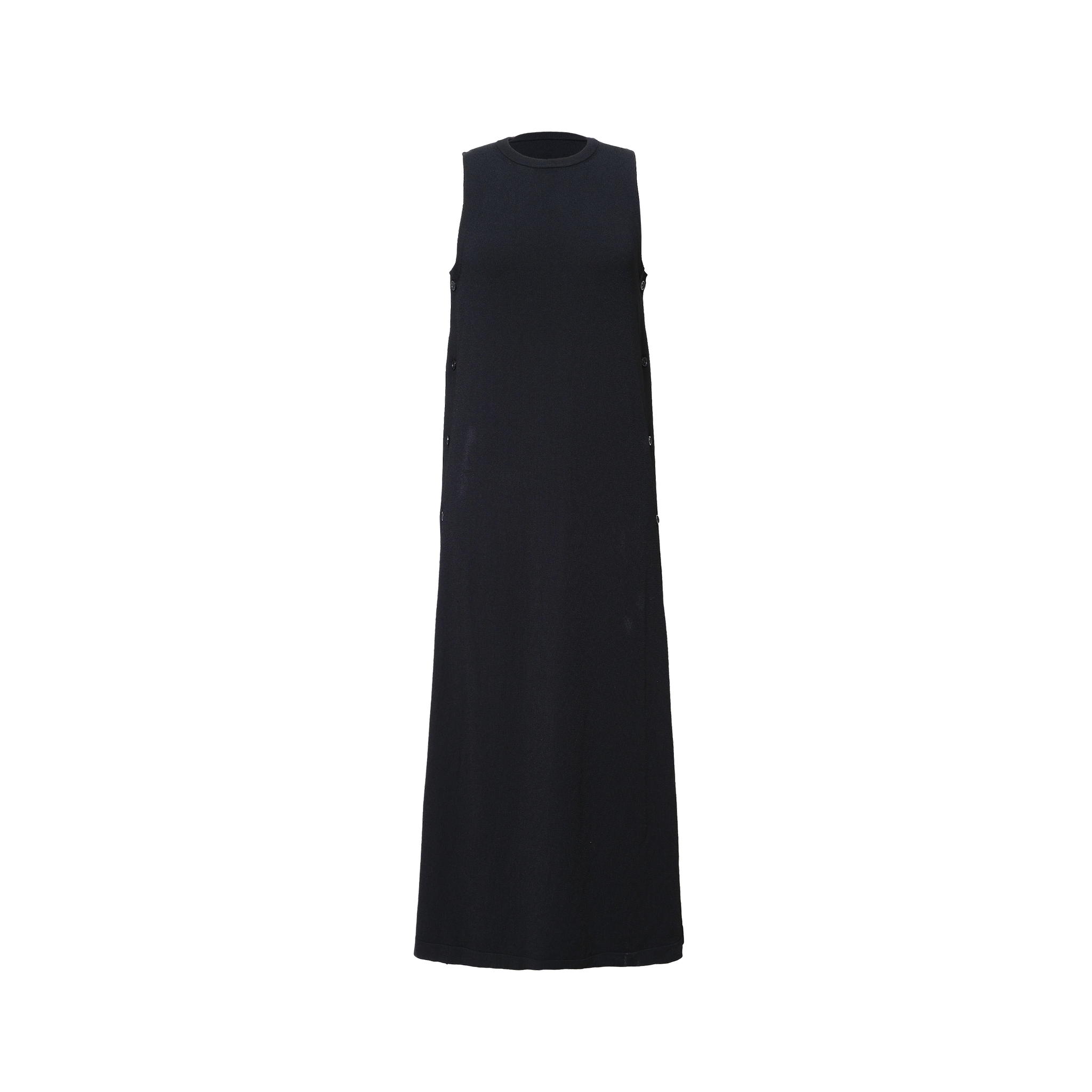 Crepe Knit Button Dress - Black | P Johnson