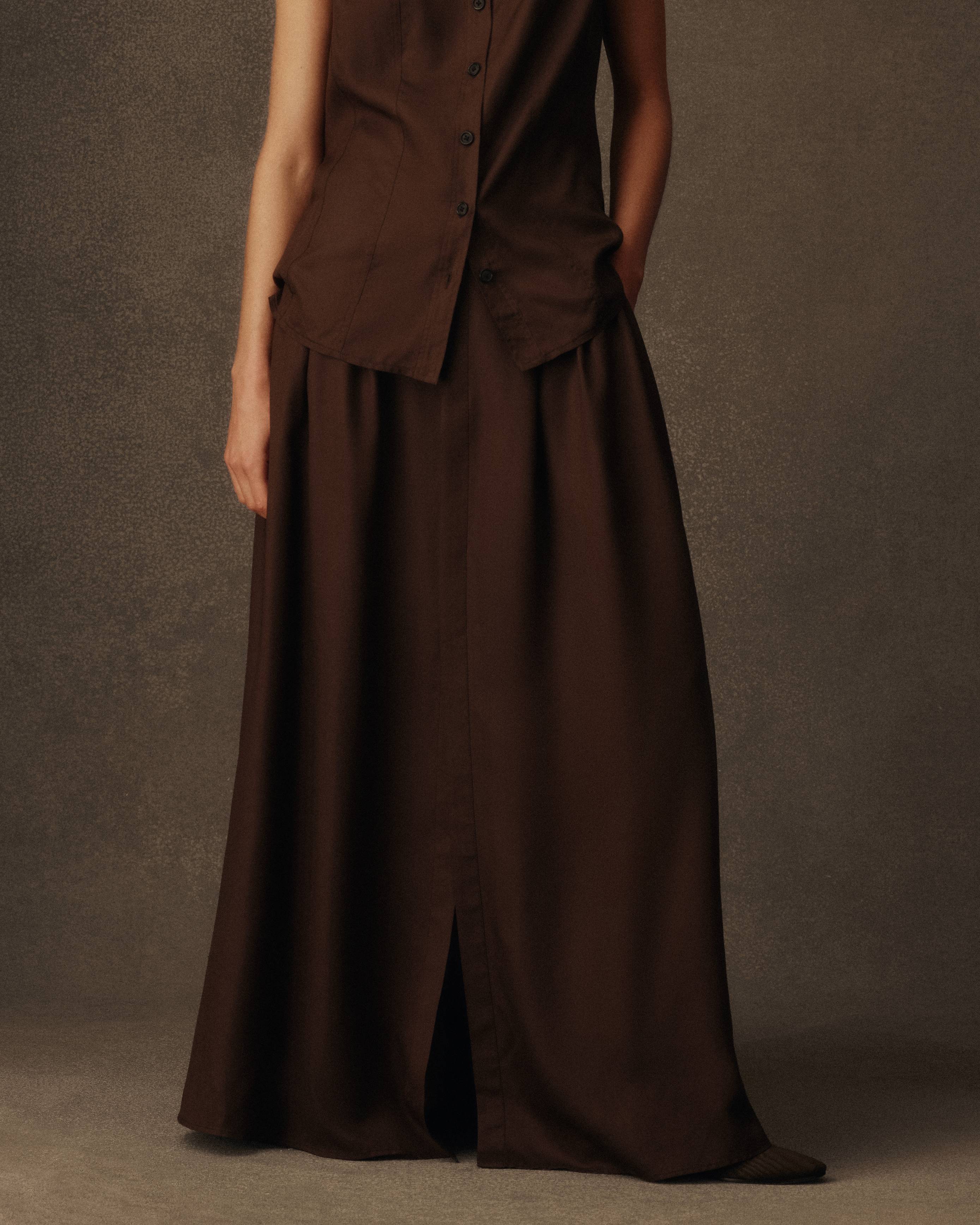 Kahlo Skirt - Chocolate Dupioni