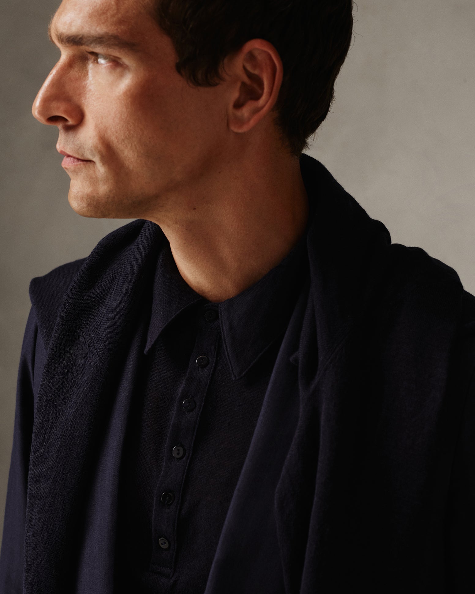 Linen Polo - Navy