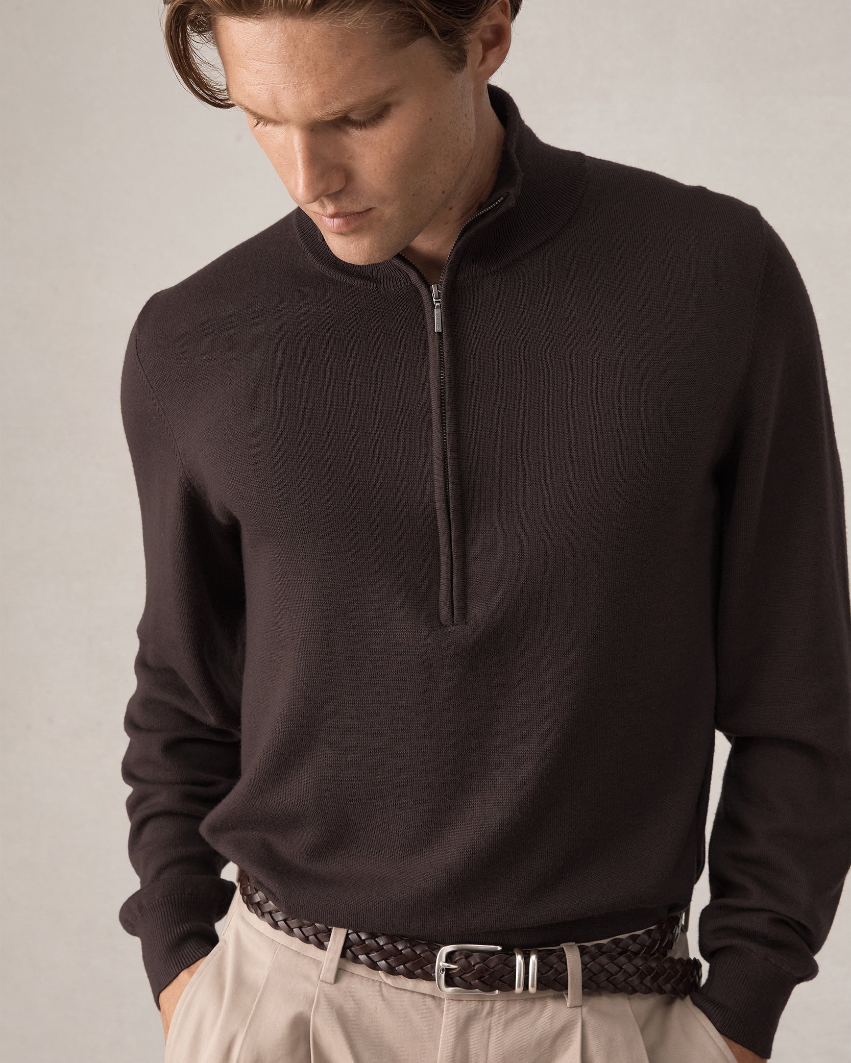 Merino Quarter Zip - Espresso