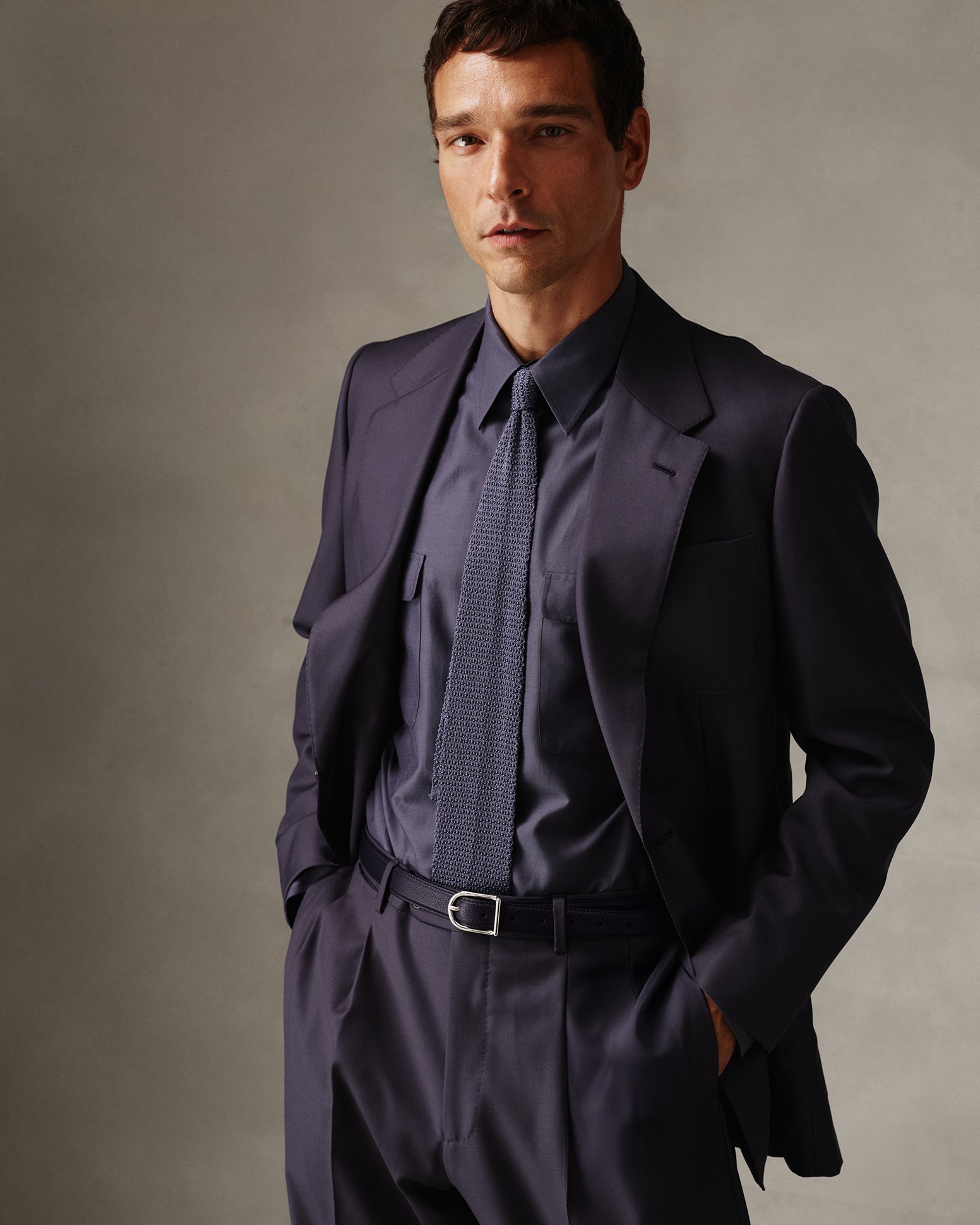 Navy Silk Knit Tie