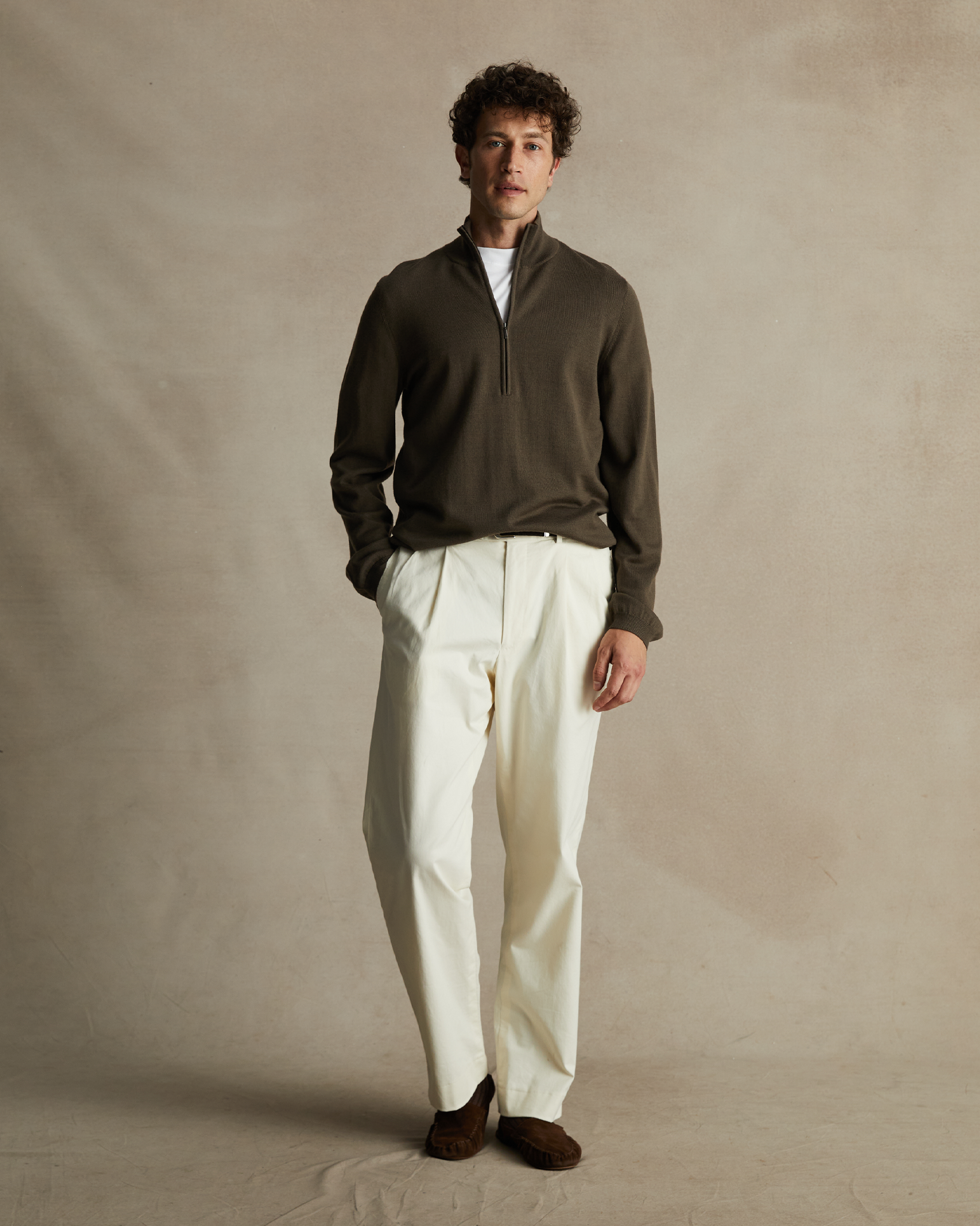 Merino Quarter Zip - Moss | P Johnson