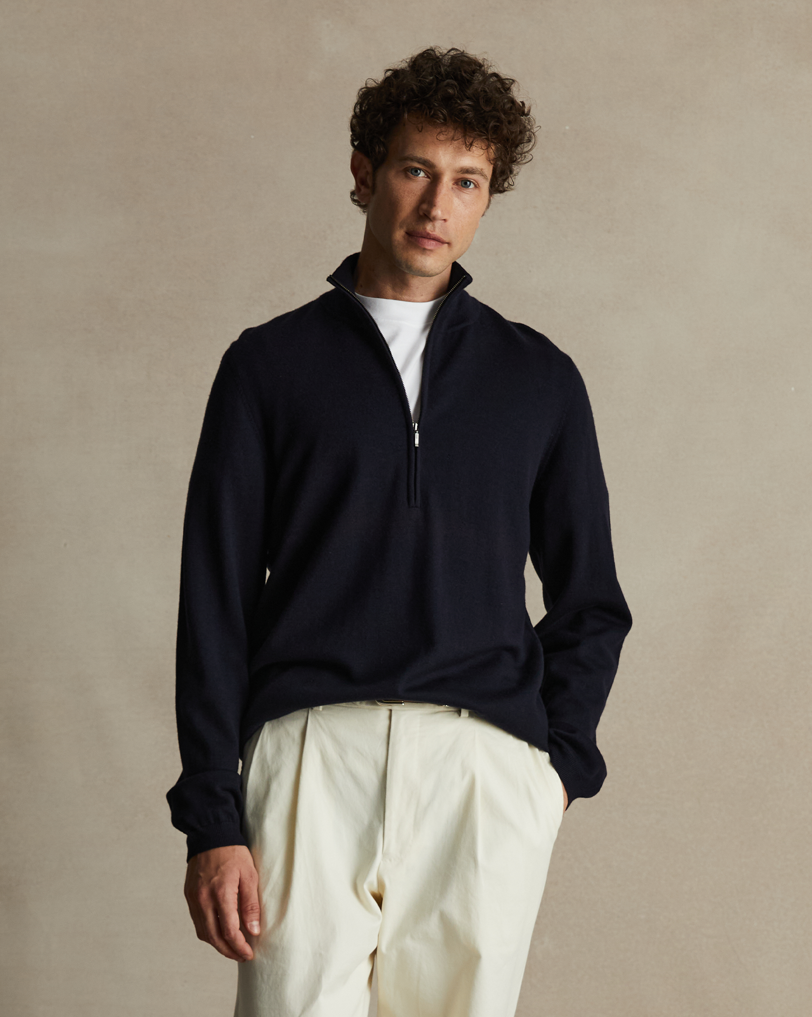 Merino Quarter Zip - Navy