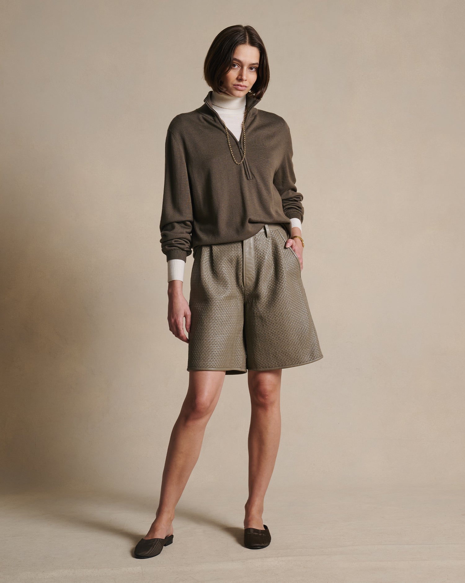 Cass Merino Quarter Zip - Moss | P Johnson