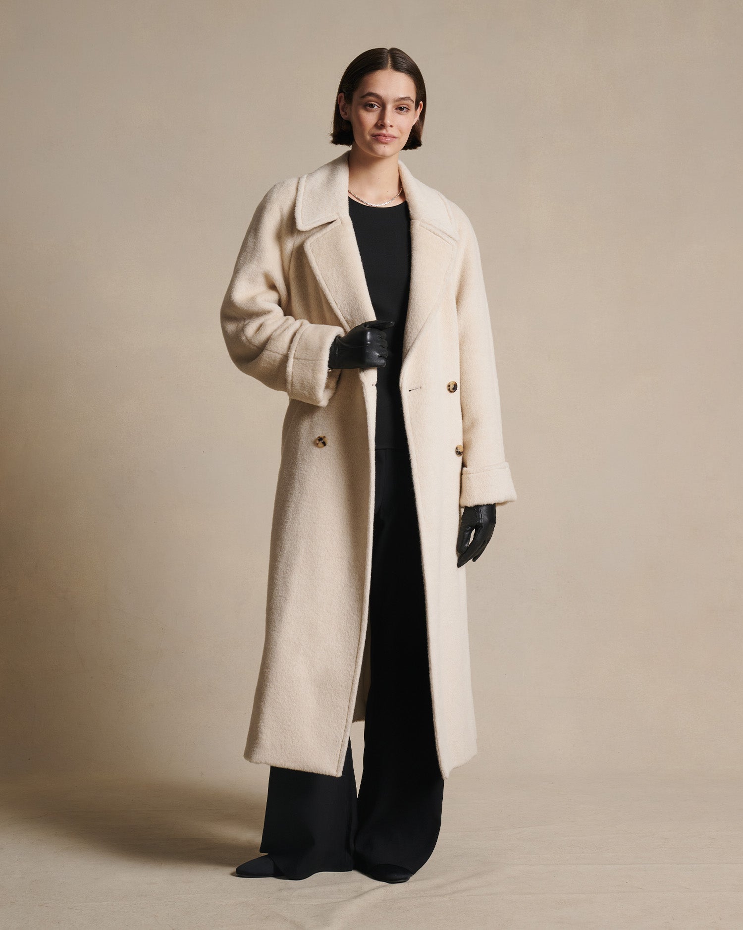 Double Breasted Raglan Overcoat - Gesso Cream | P Johnson
