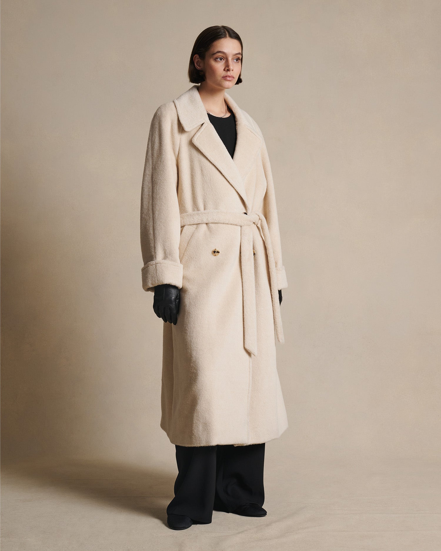 Double Breasted Raglan Overcoat - Gesso Cream | P Johnson