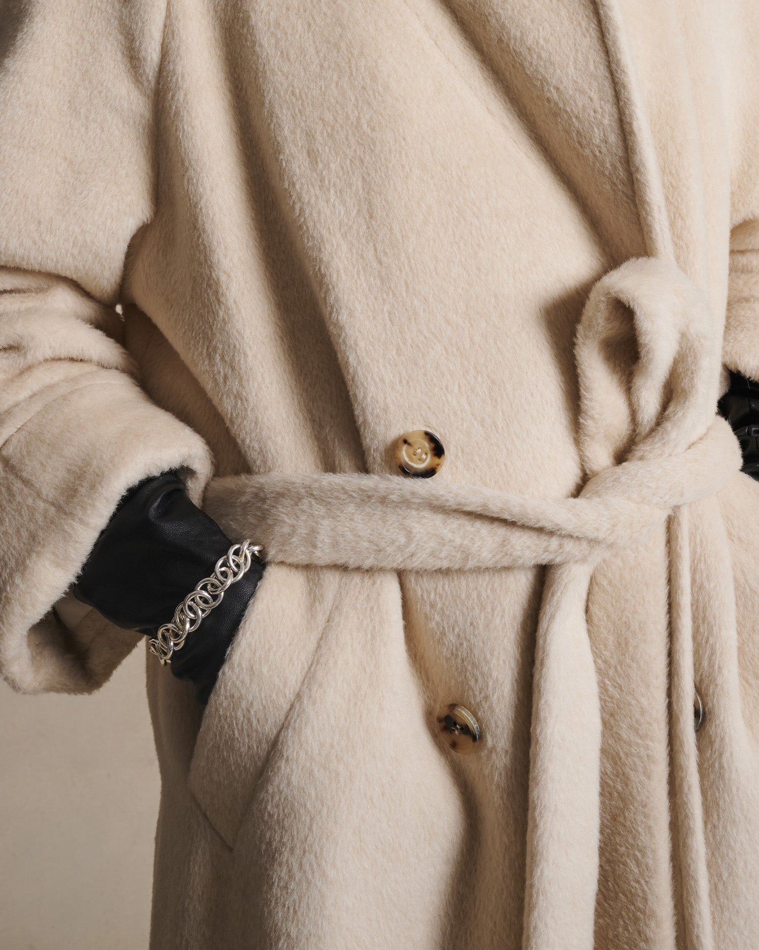 Double Breasted Raglan Overcoat - Gesso Cream | P Johnson