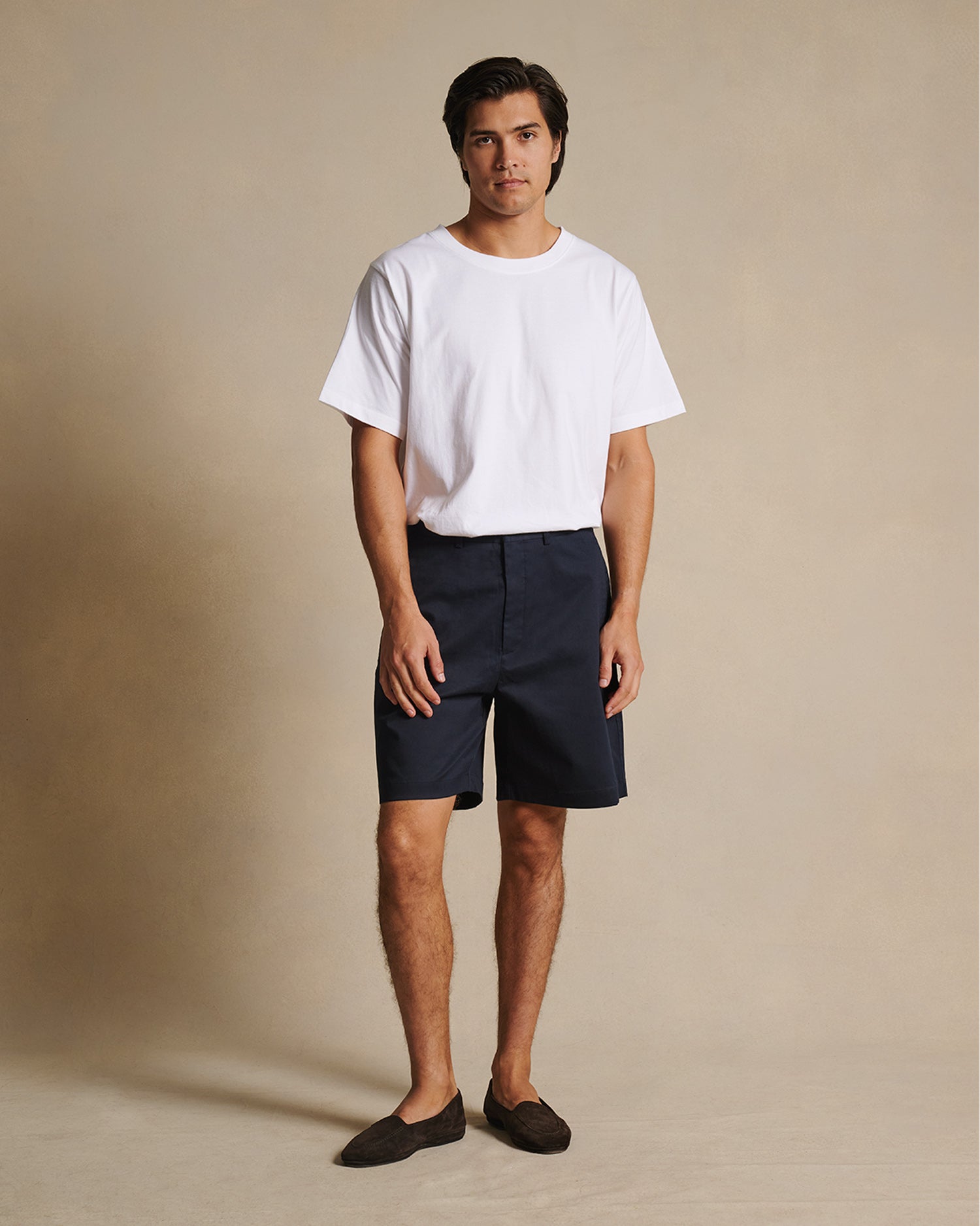 Flat Front Chino Shorts - Navy