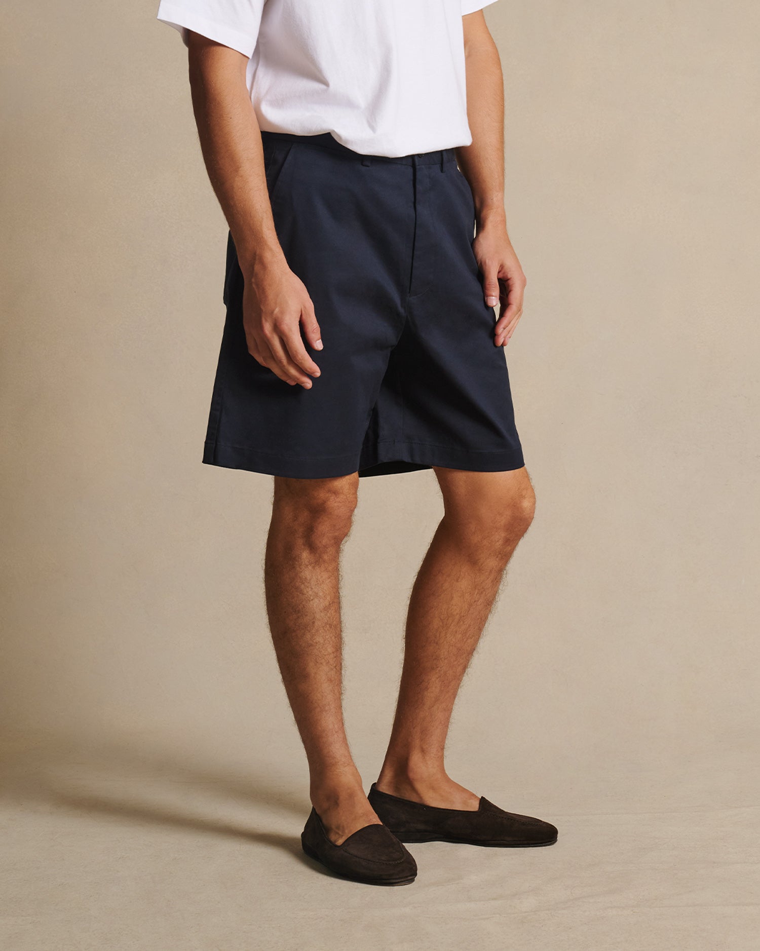 Flat Front Chino Shorts - Navy