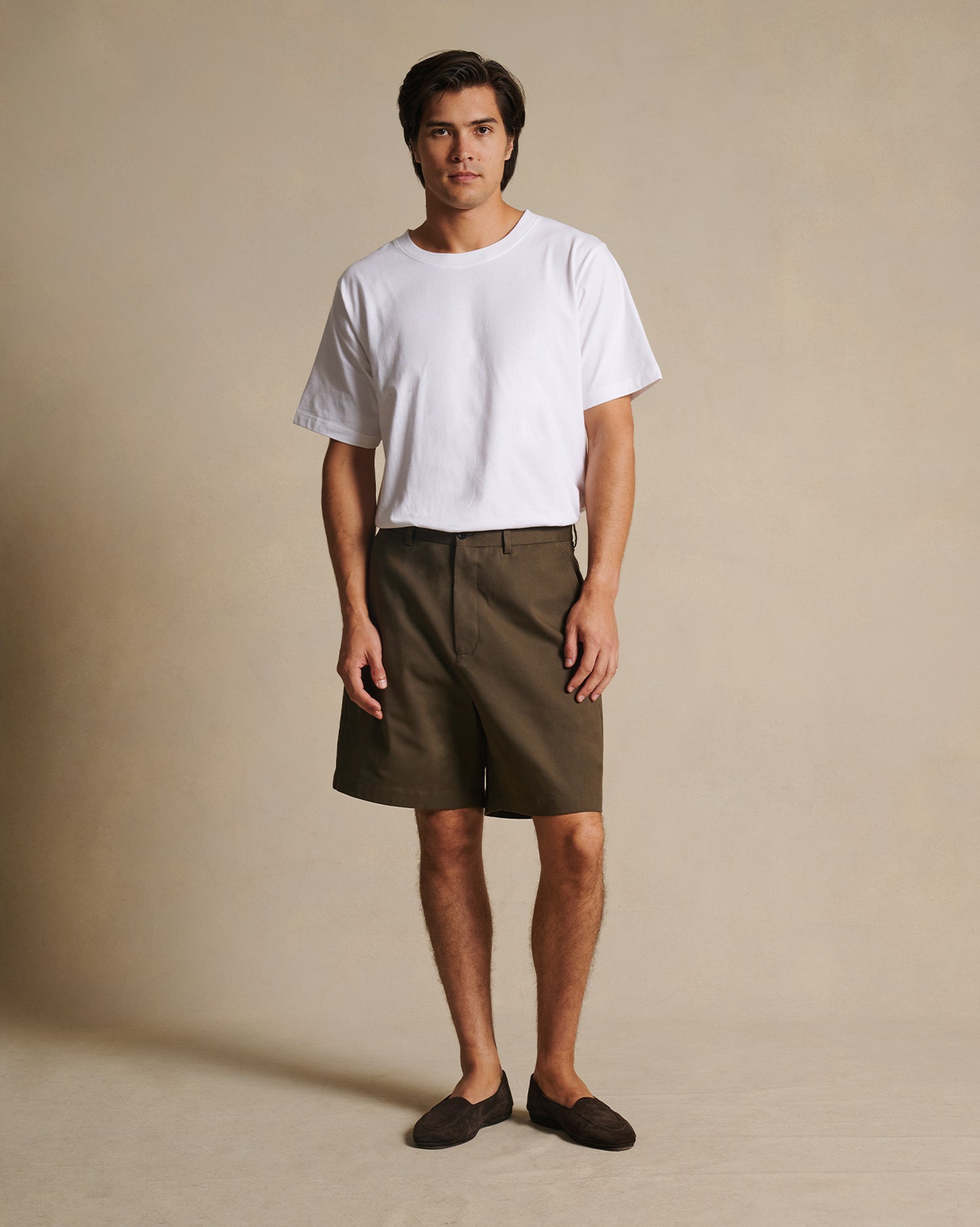 Flat Front Chino Shorts - Khaki
