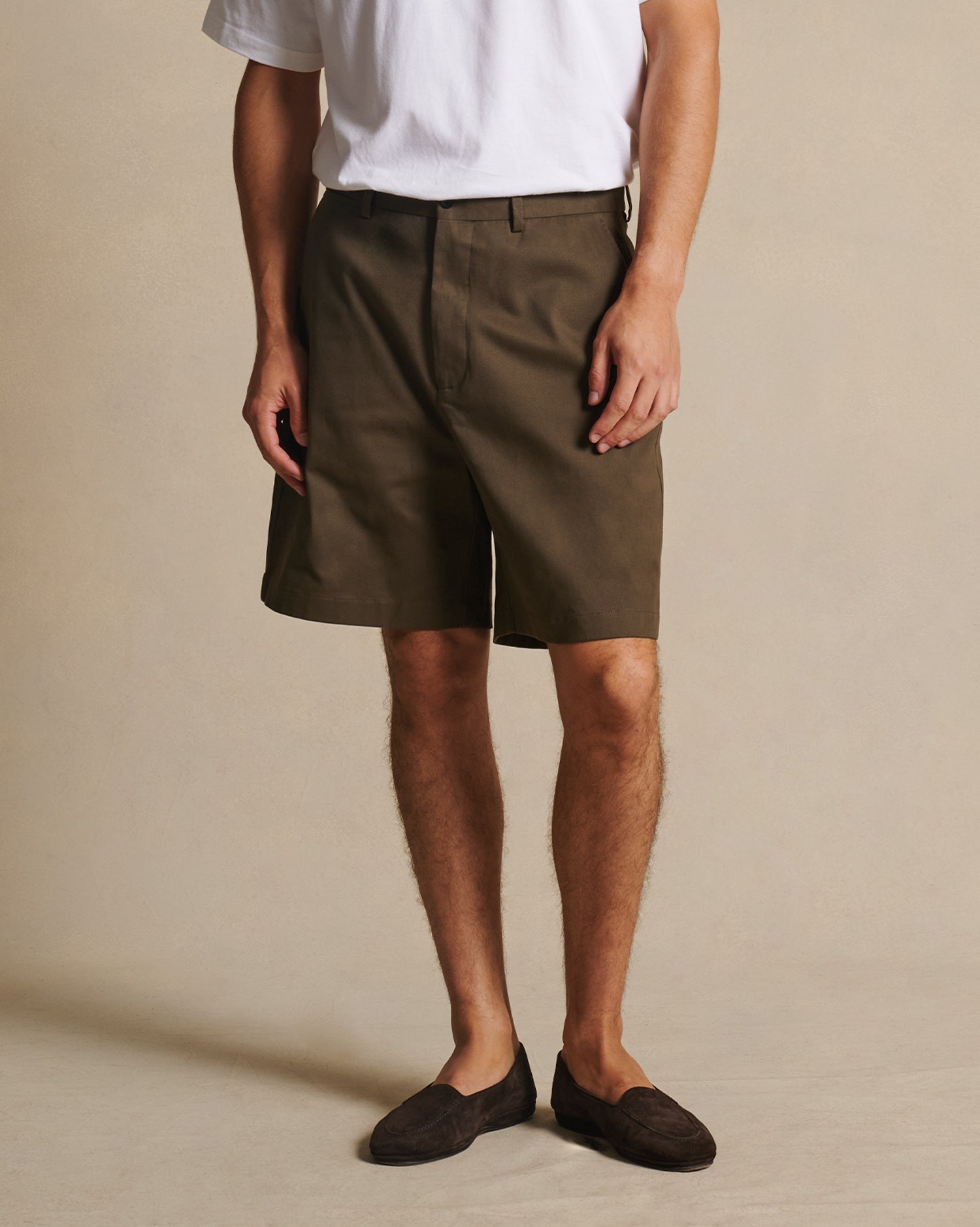 Flat Front Chino Shorts - Khaki
