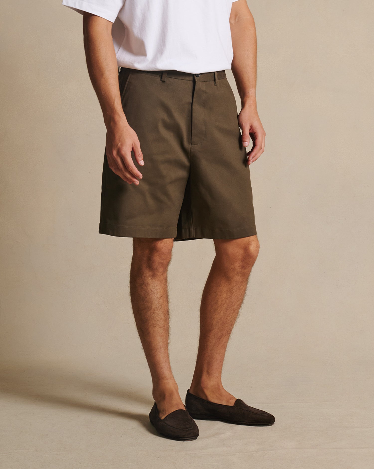Flat Front Chino Shorts - Khaki