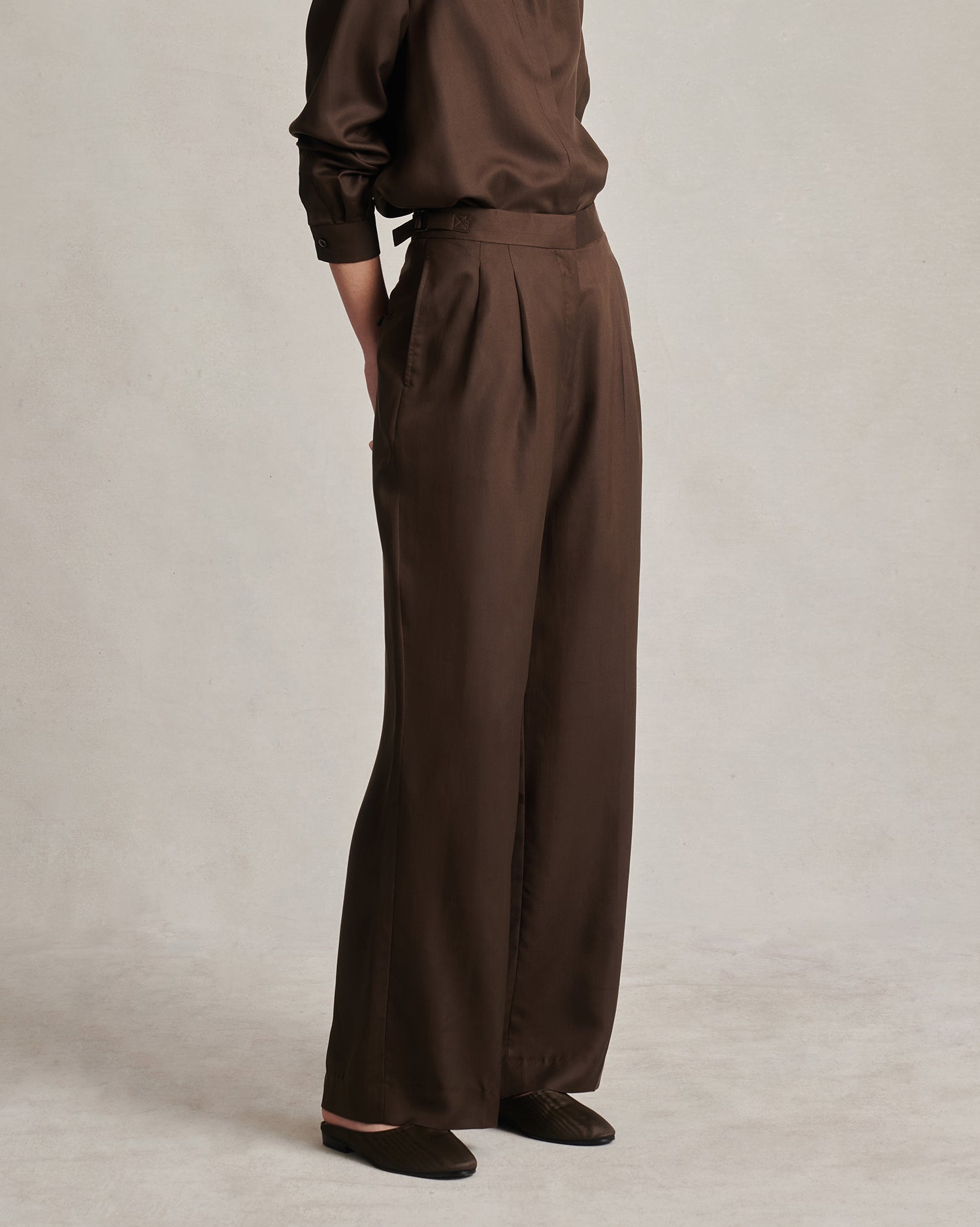 Perriand Trouser - Chocolate Dupioni | P Johnson