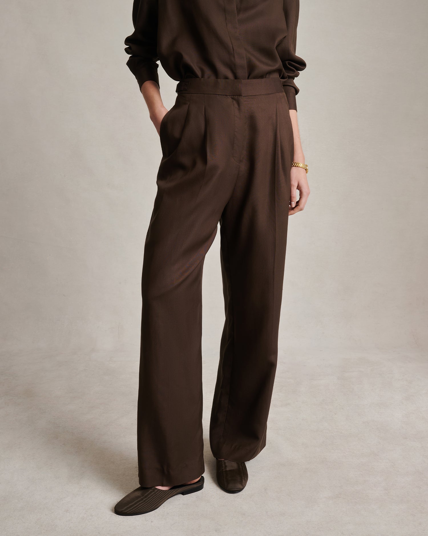 Perriand Trouser - Chocolate Dupioni | P Johnson