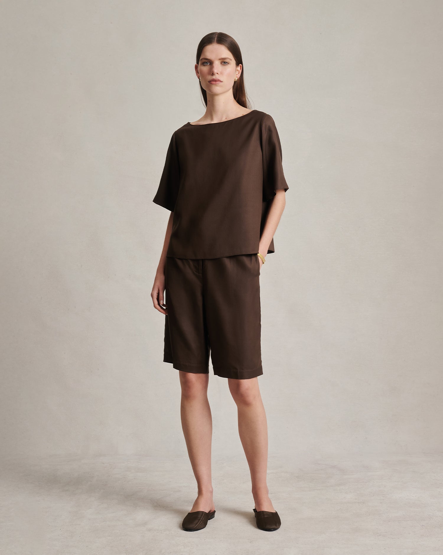 Maria Shorts - Chocolate Dupioni