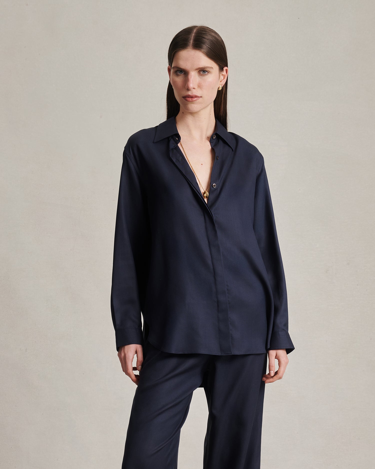 Classic Shirt - Navy Dupioni