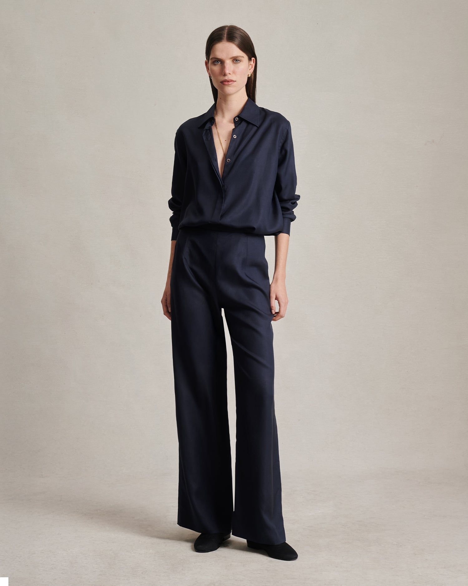 Sofia Trouser - Navy Dupioni