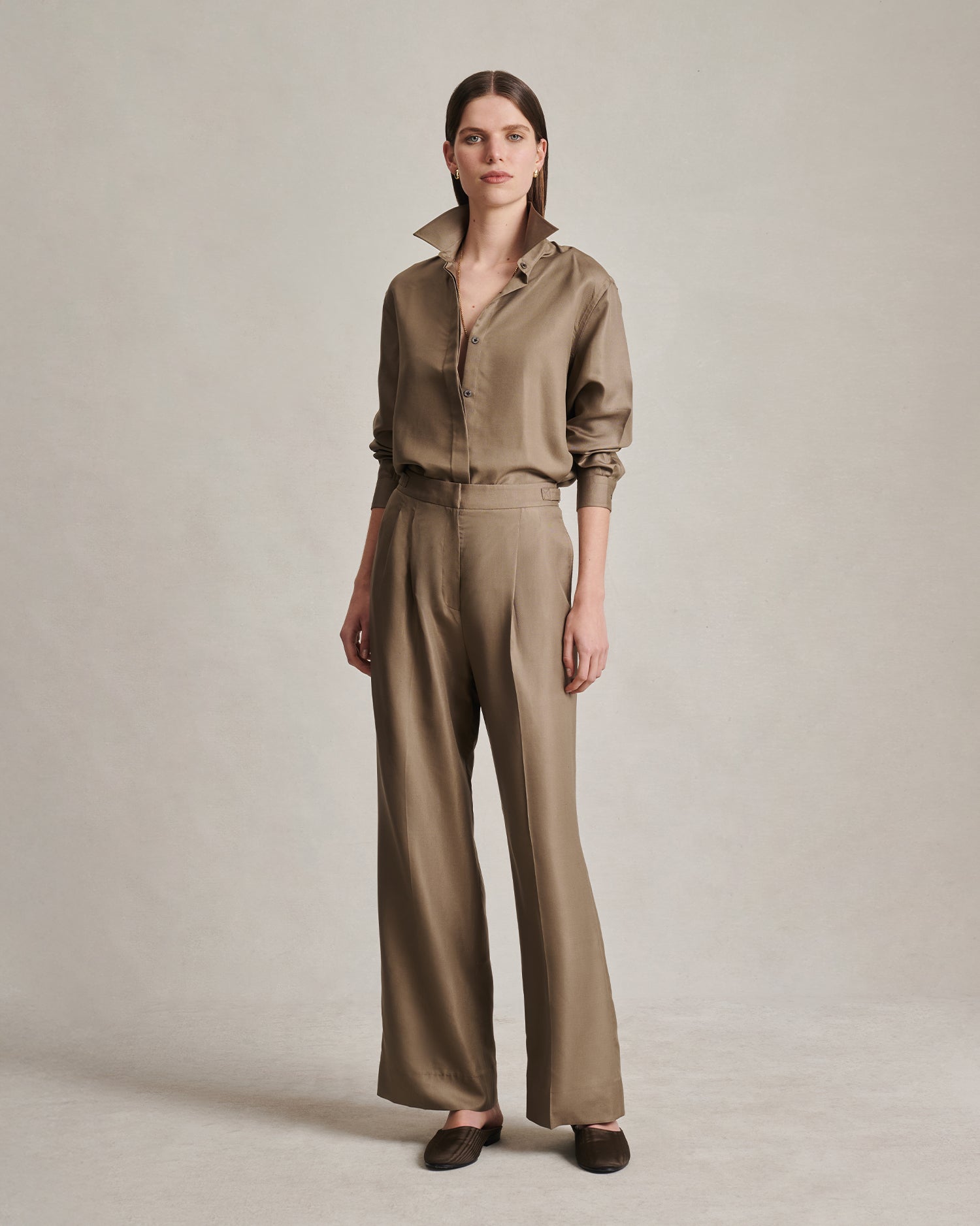 Classic Shirt - Taupe Dupioni