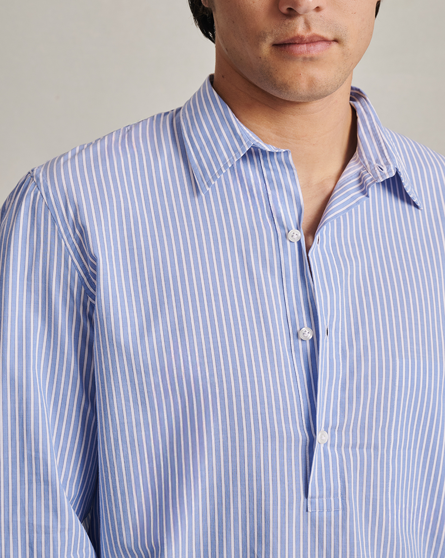 Fine Twill Popover - Blue & White Stripe