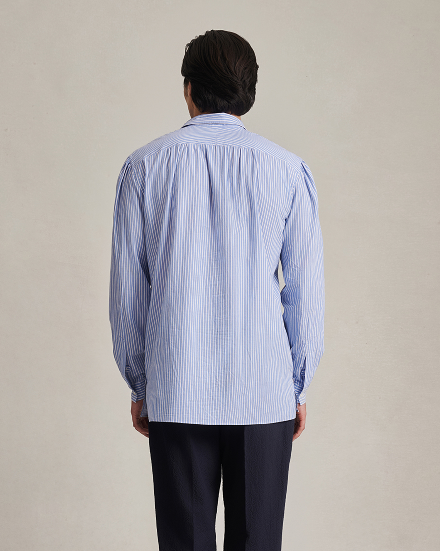 Fine Twill Popover - Blue & White Stripe