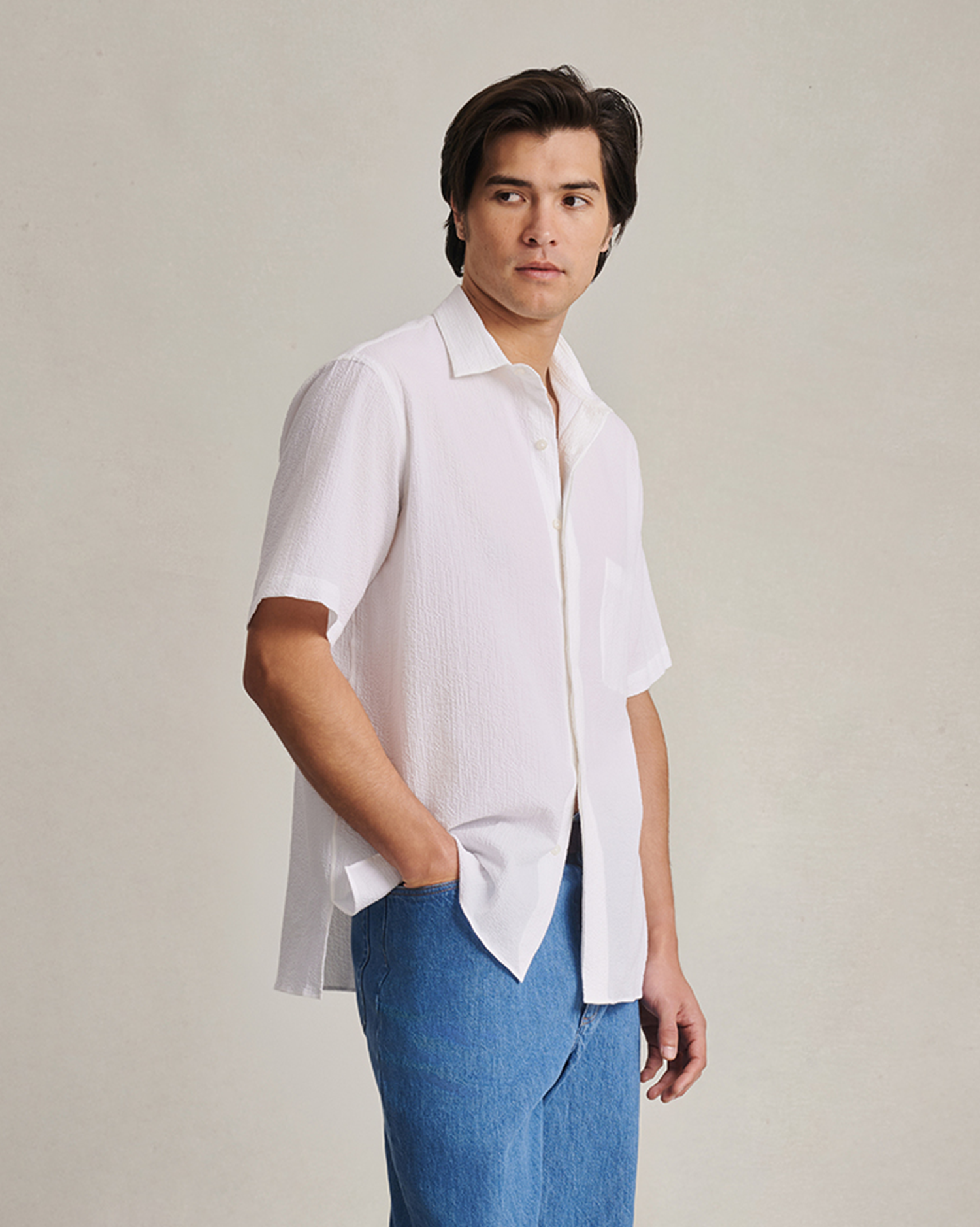 Resort Shirt I - White Fine Seersucker