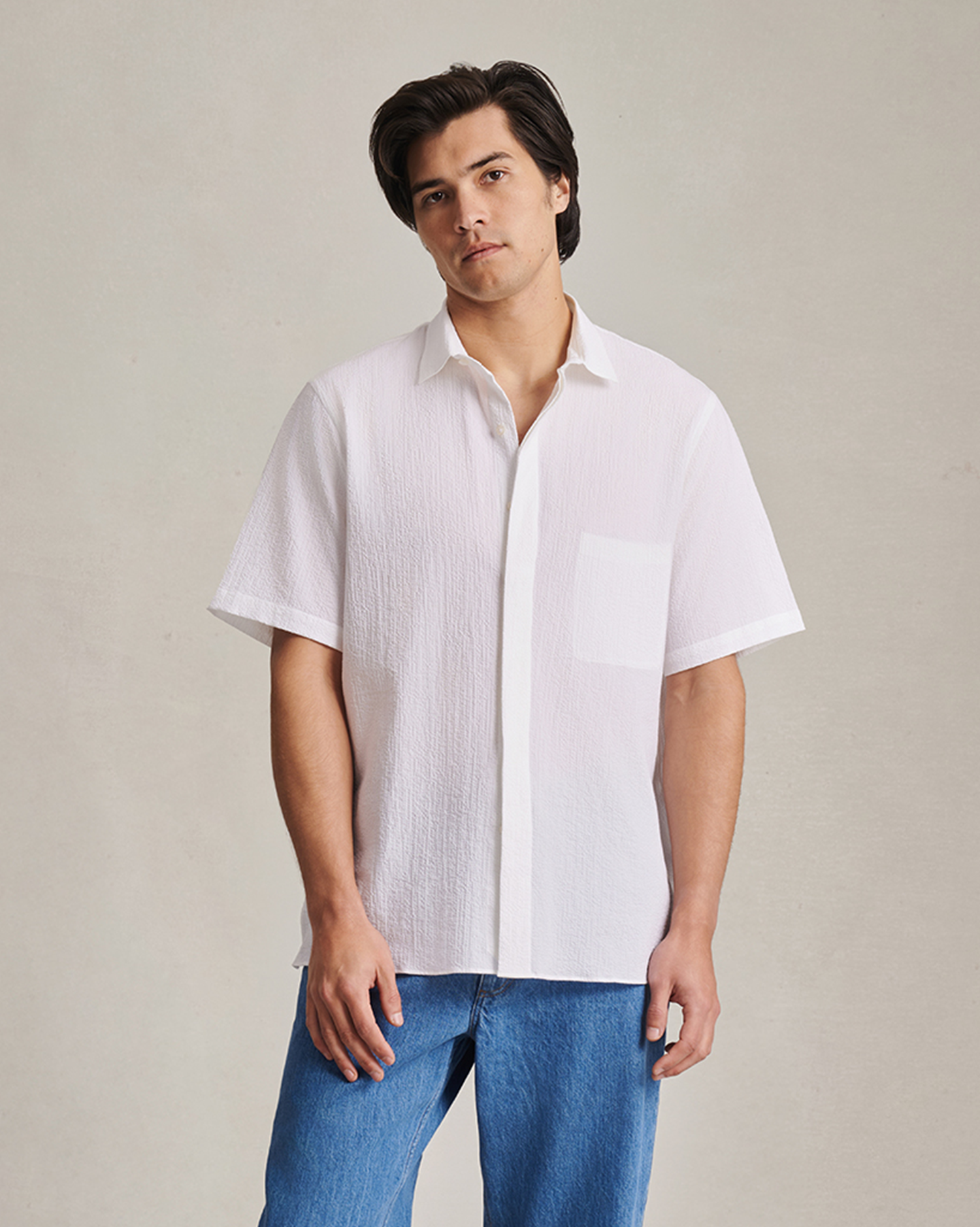 Resort Shirt I - White Fine Seersucker