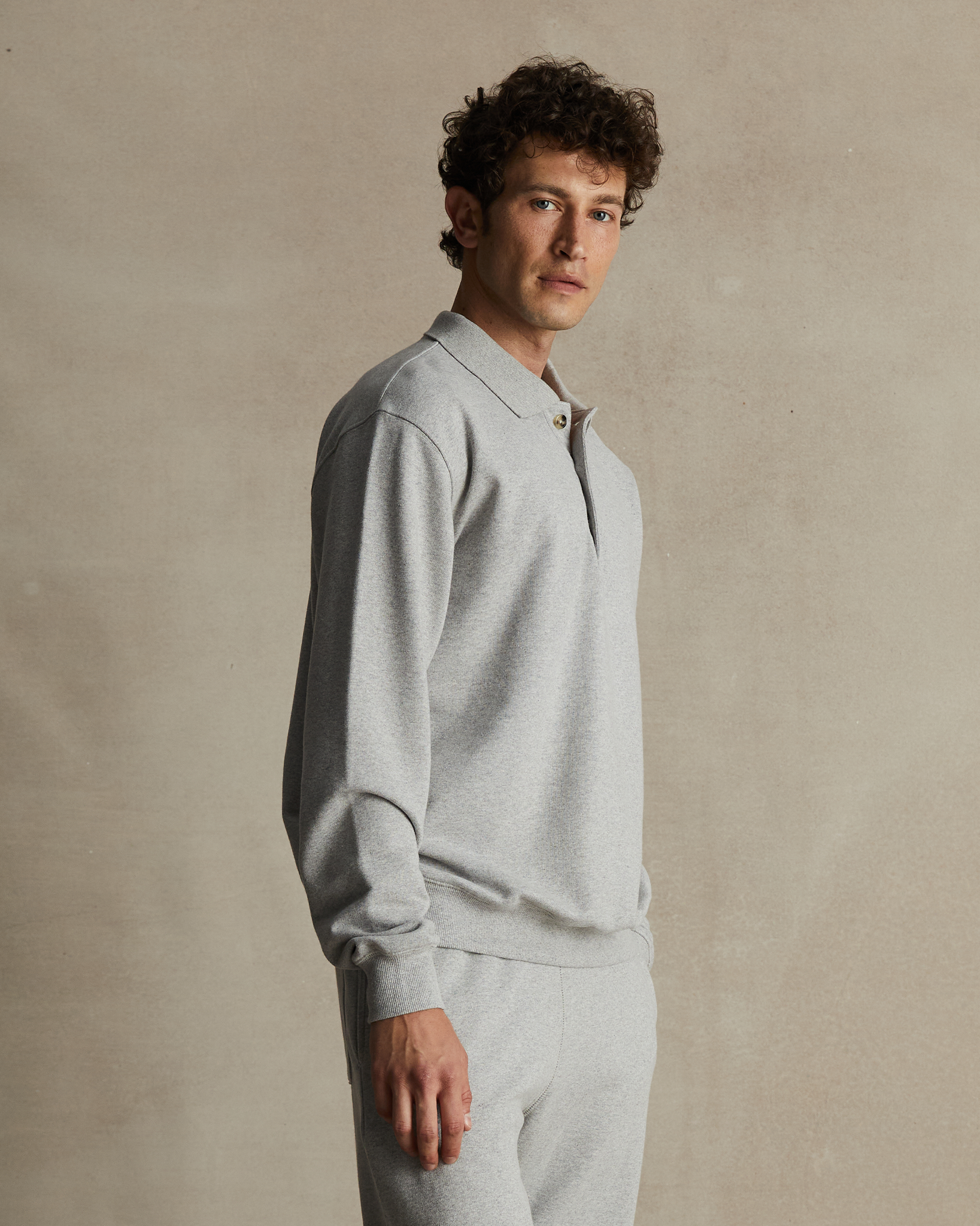 Grey Organic Cotton Polo Sweat