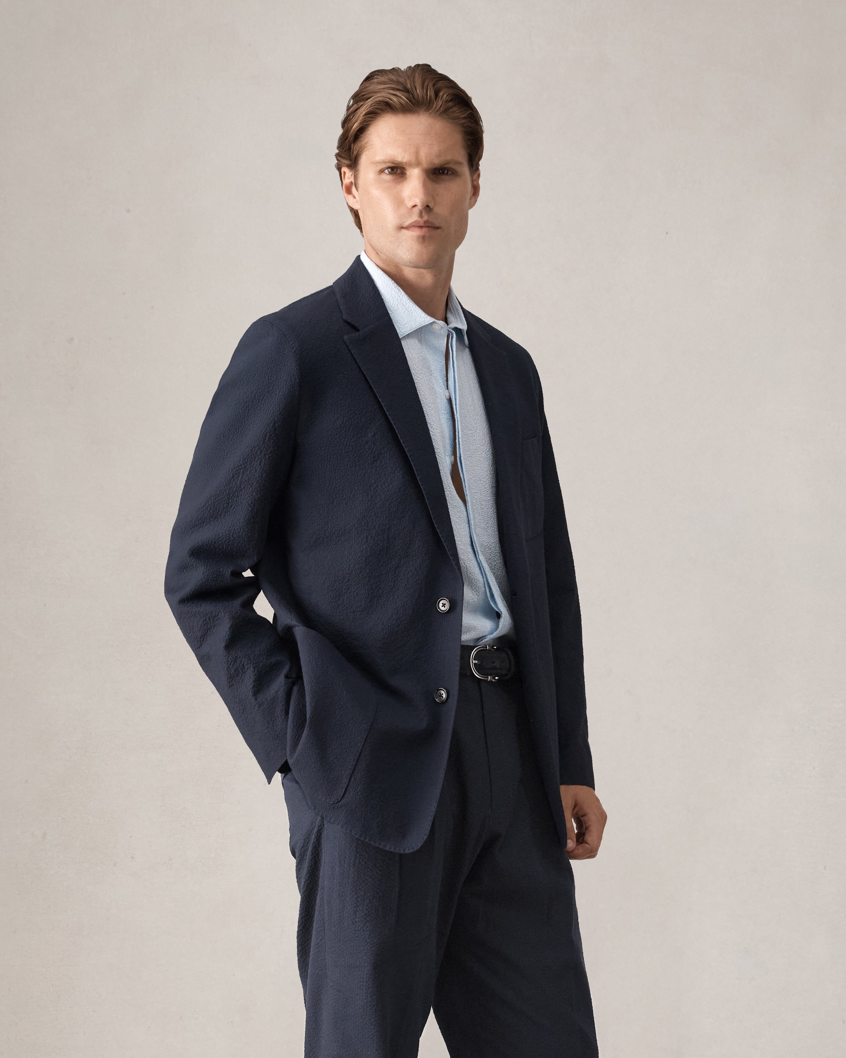 Slack Jacket - Navy Seersucker