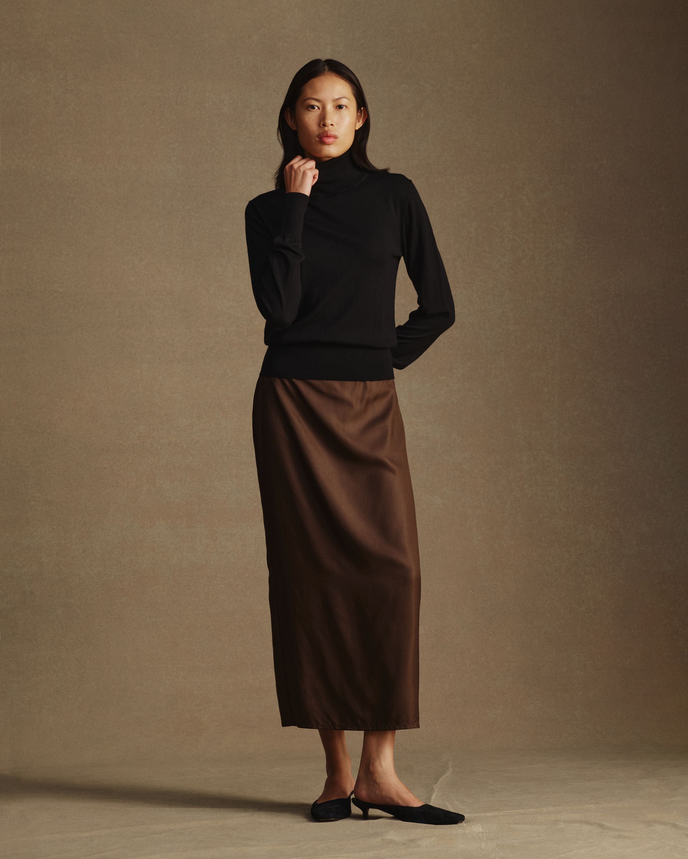 Tia Skirt - Chocolate Dupioni