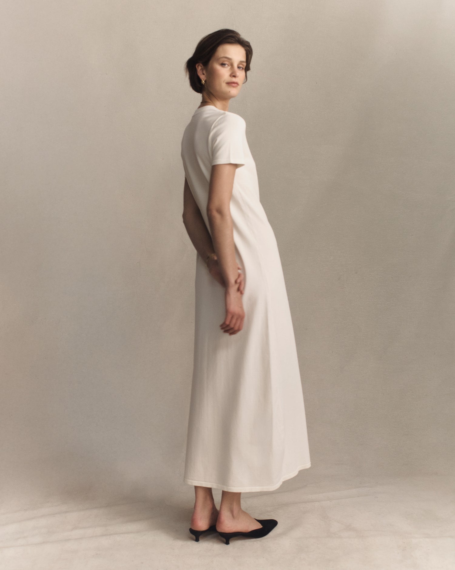 Crepe Knit Tee Dress - Off White