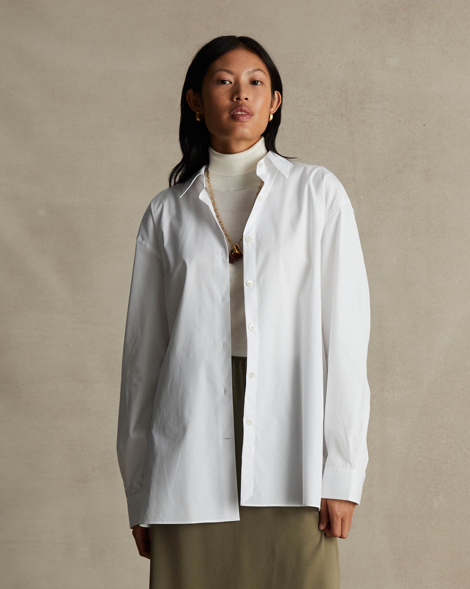 Oversized Shirt - White Poplin