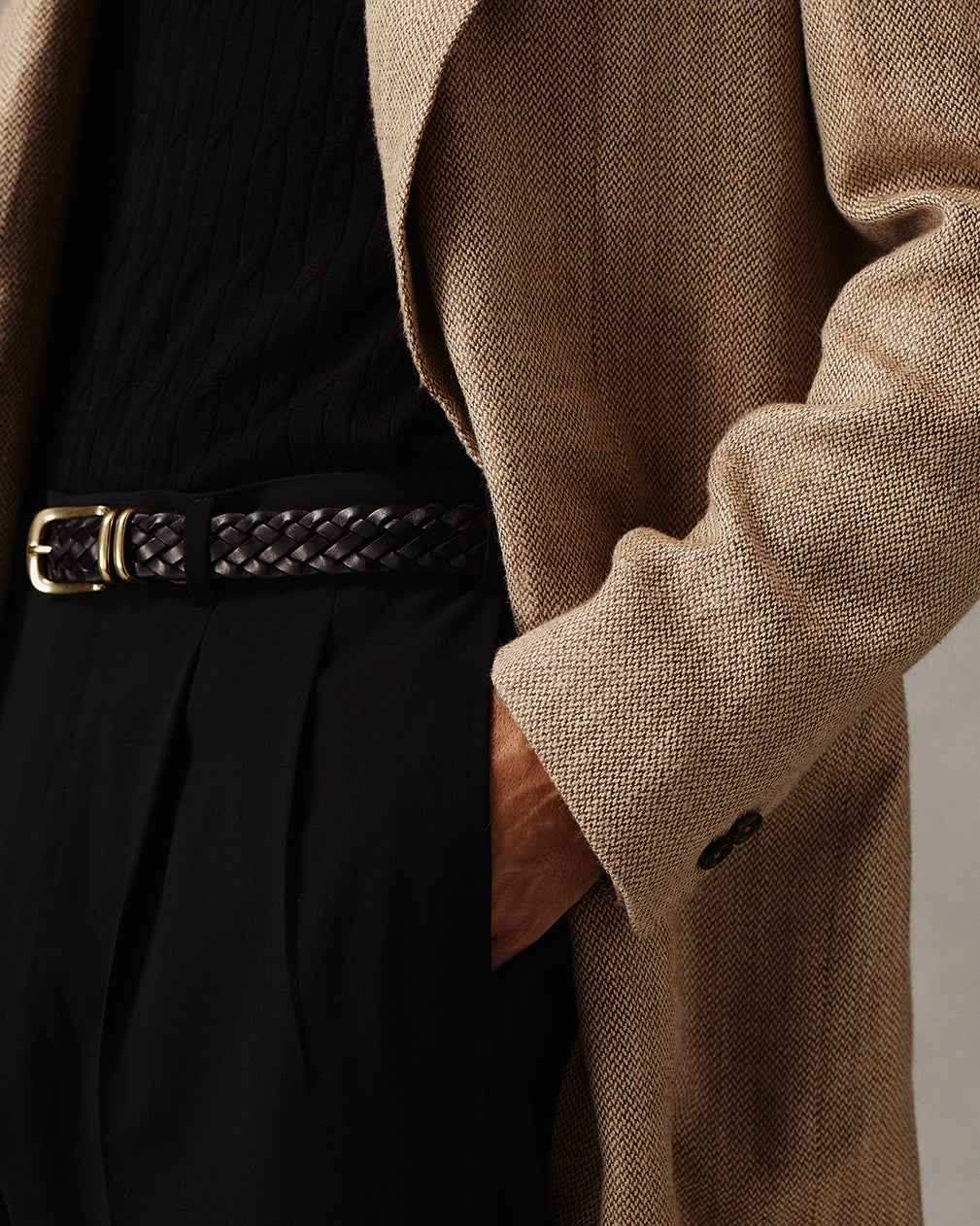 Woven Leather Belt - Black