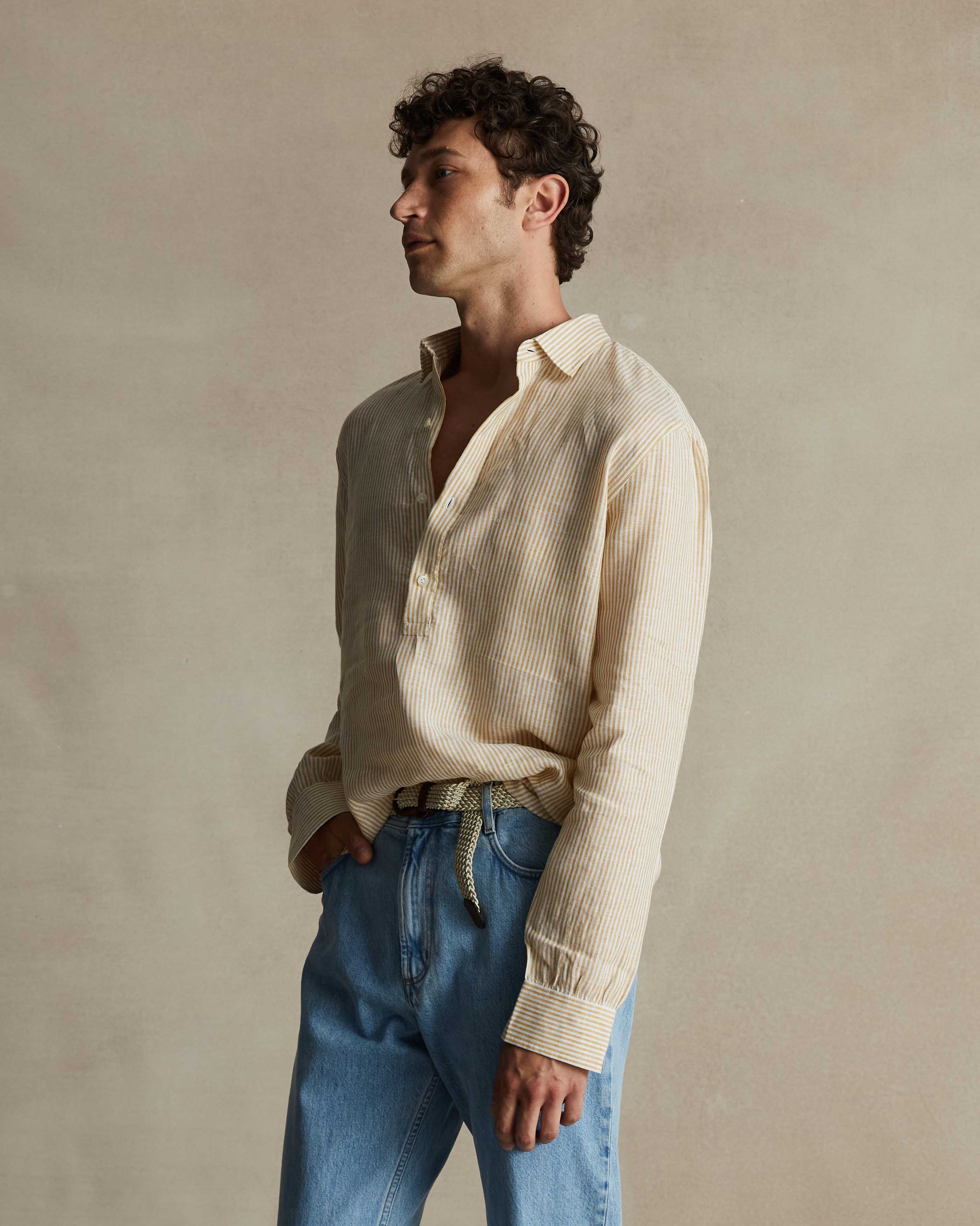 Yellow Stripe Linen Popover
