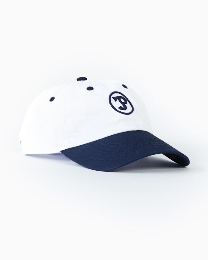 White & Navy Dad Cap with Sporting Logo