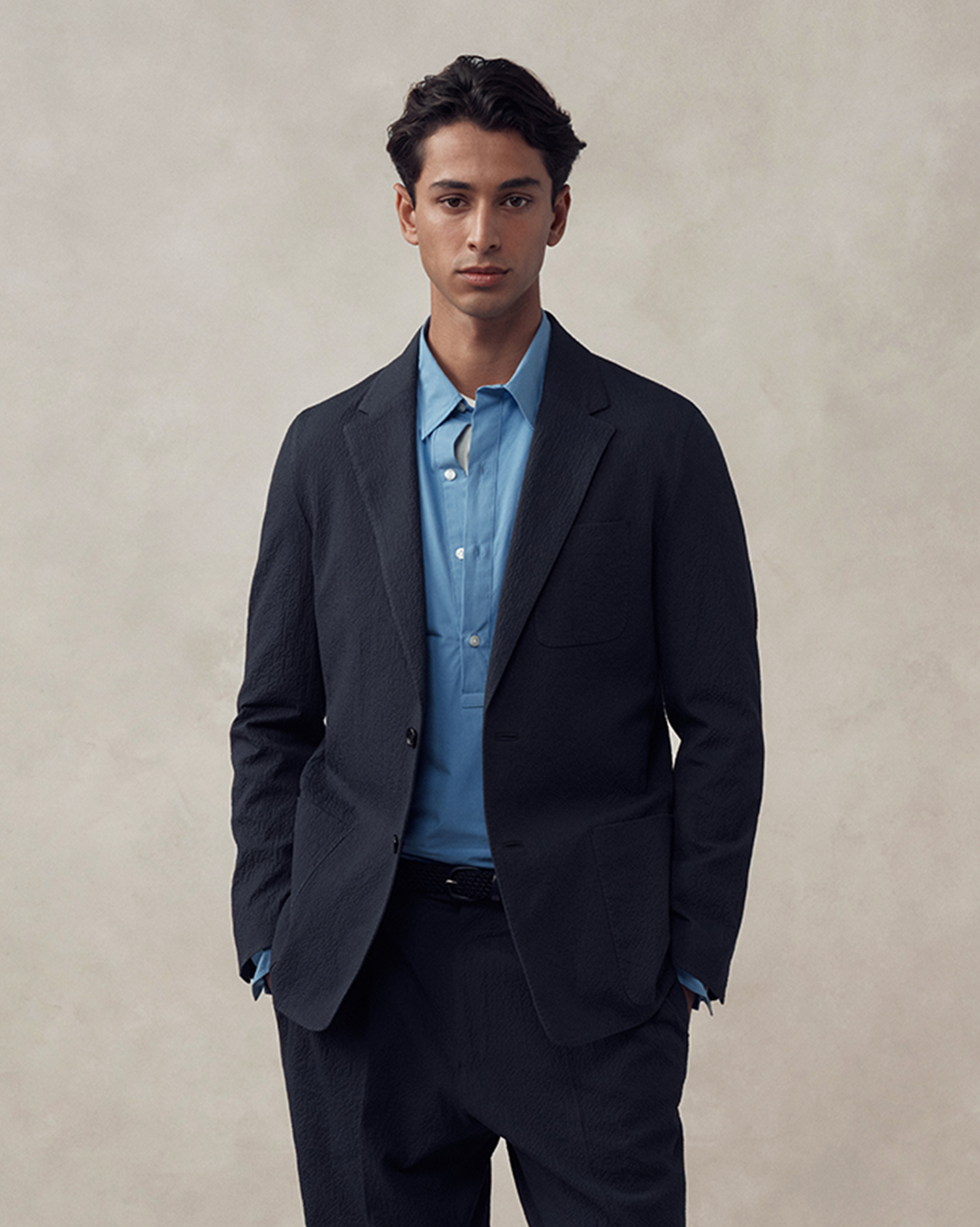 Slack Jacket - Navy Seersucker