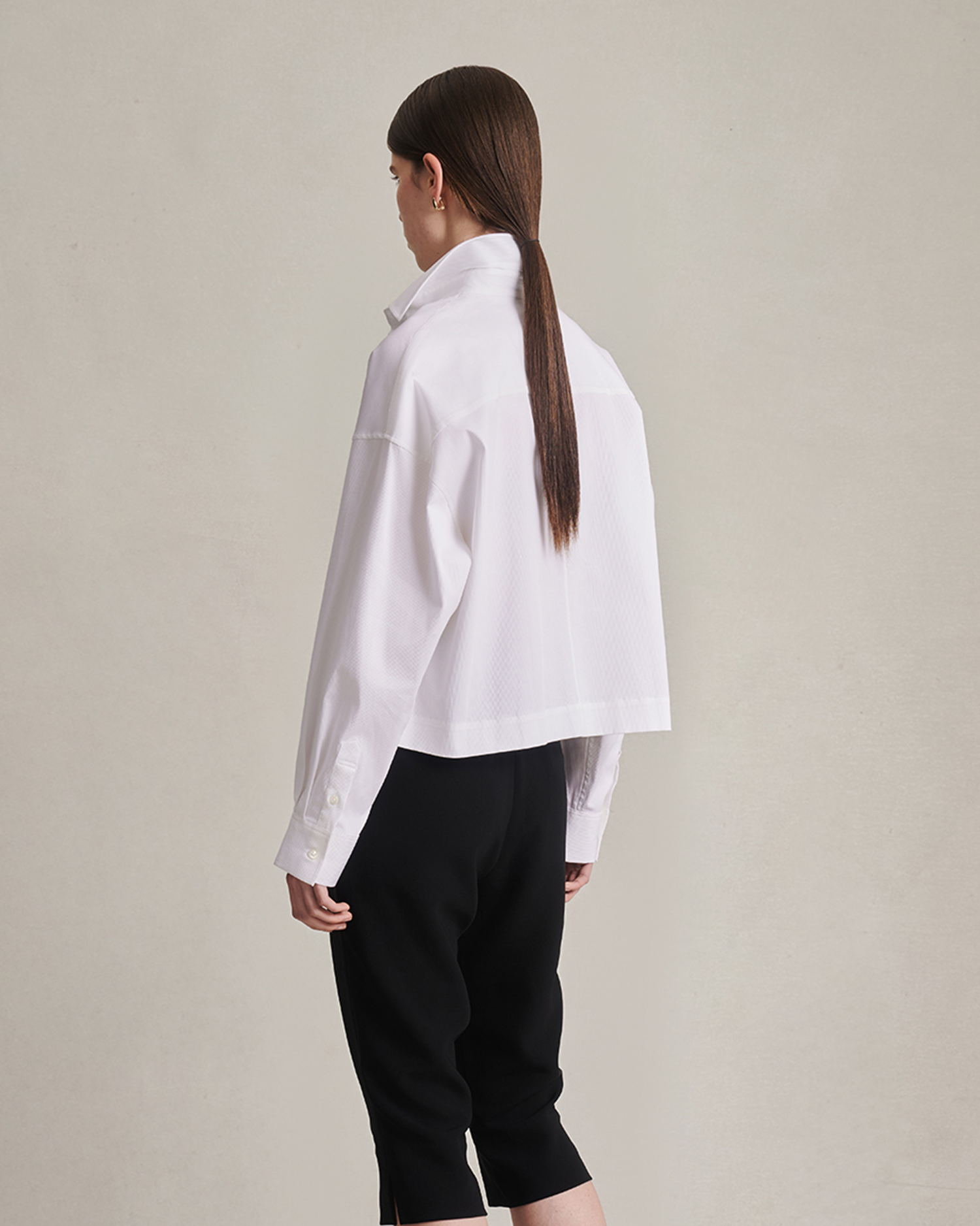 Christy Cropped Shirt - White Rib | P Johnson