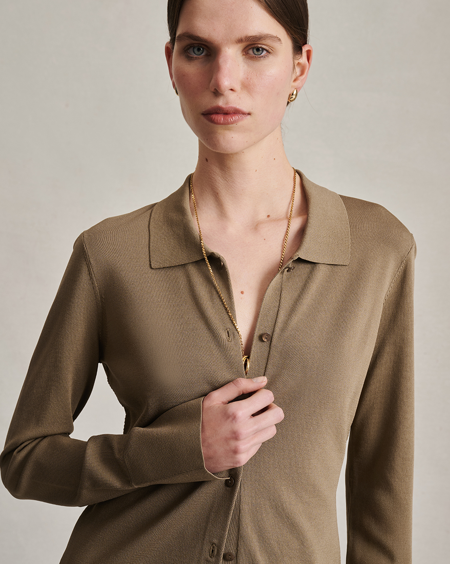 Natalie Knit Shirt - Taupe