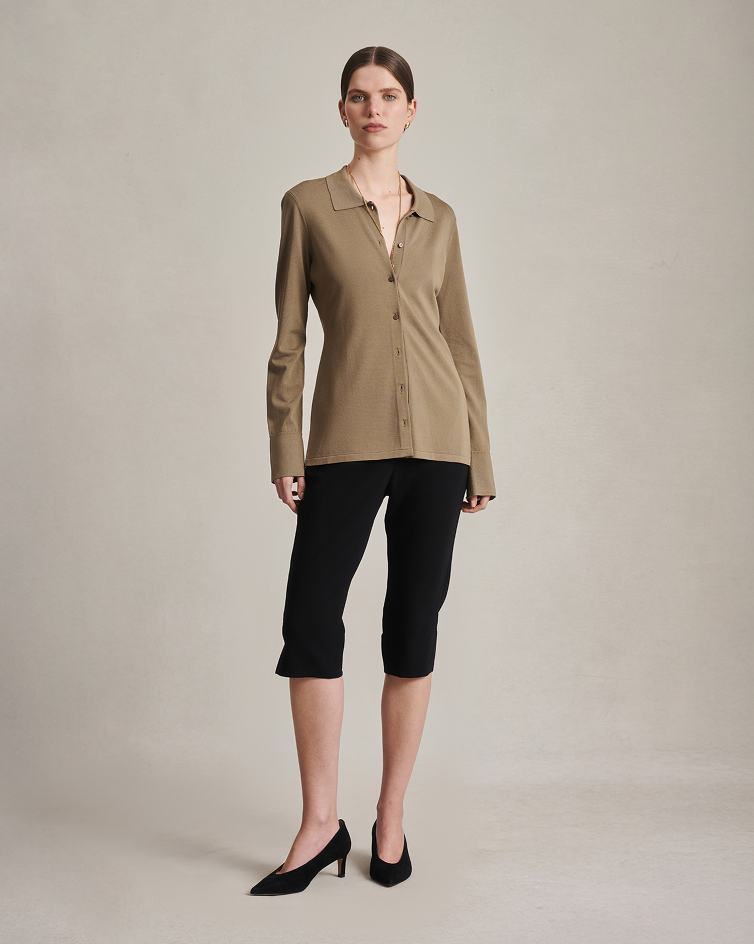 Natalie Knit Shirt - Taupe