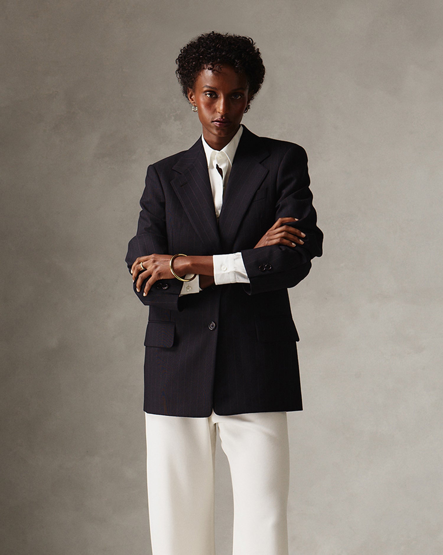Ava Blazer - Navy Pinstripe