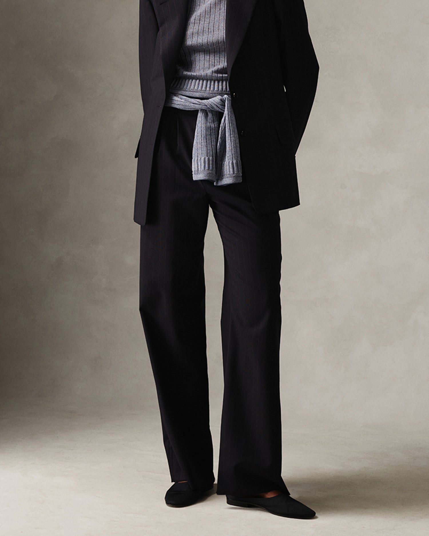 Ava Pleated Trouser - Navy Pinstripe