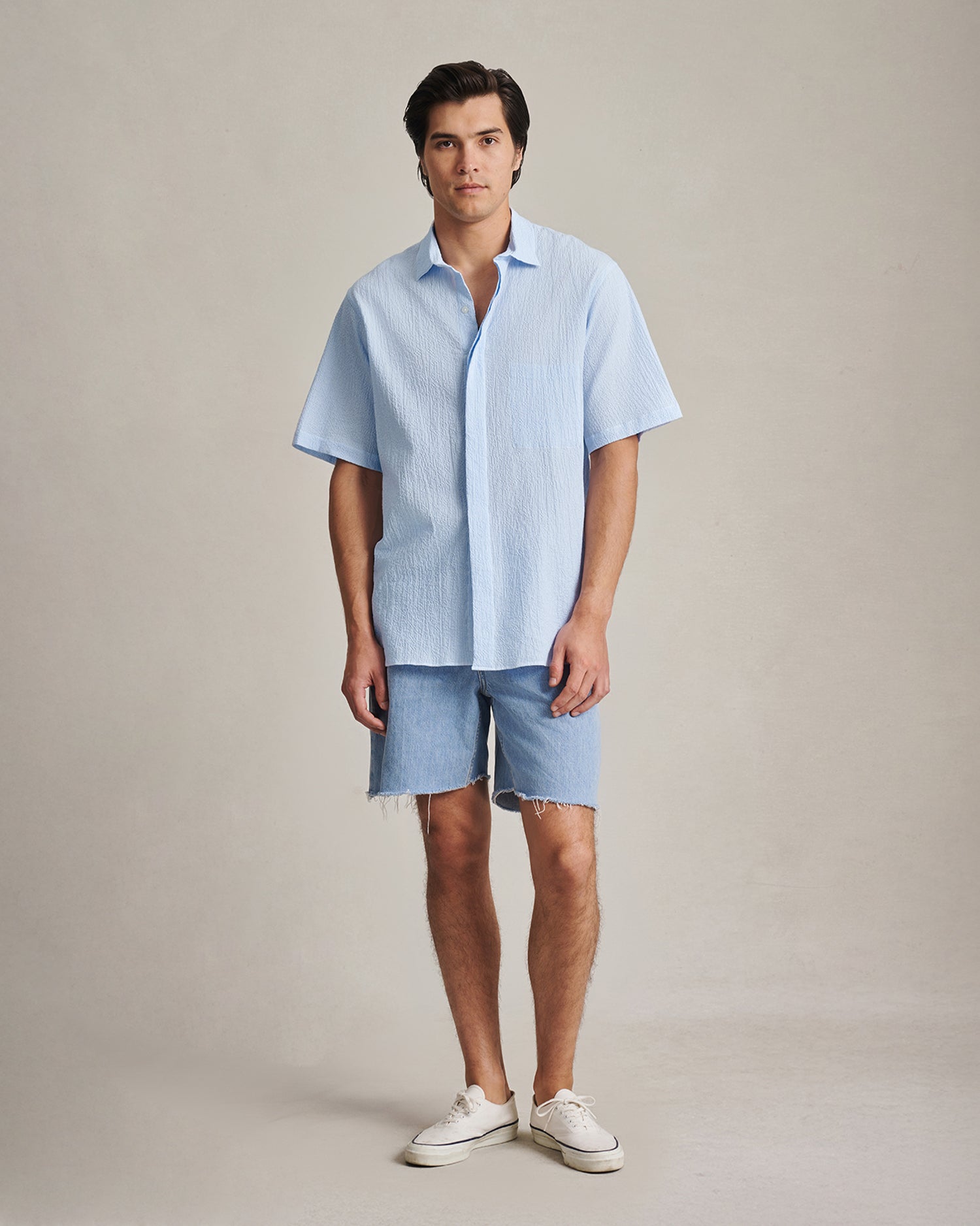 Resort Shirt I - Blue Stripe Fine Seersucker