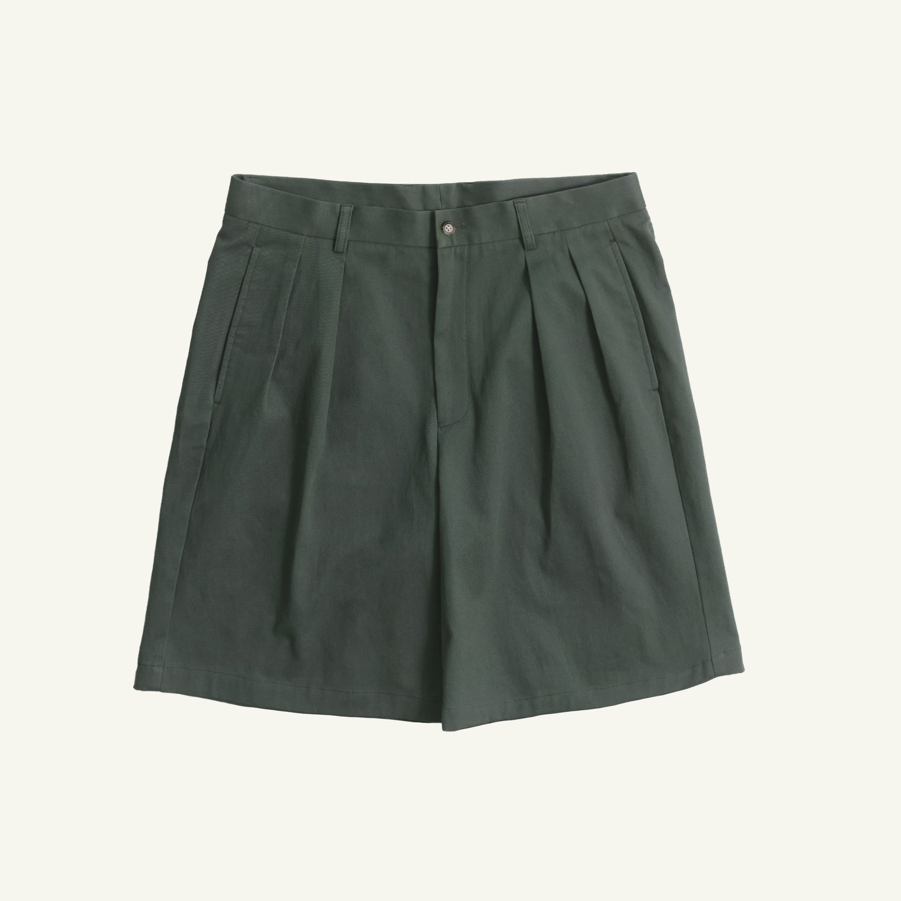 Double Pleated Chino Shorts - Sage Green
