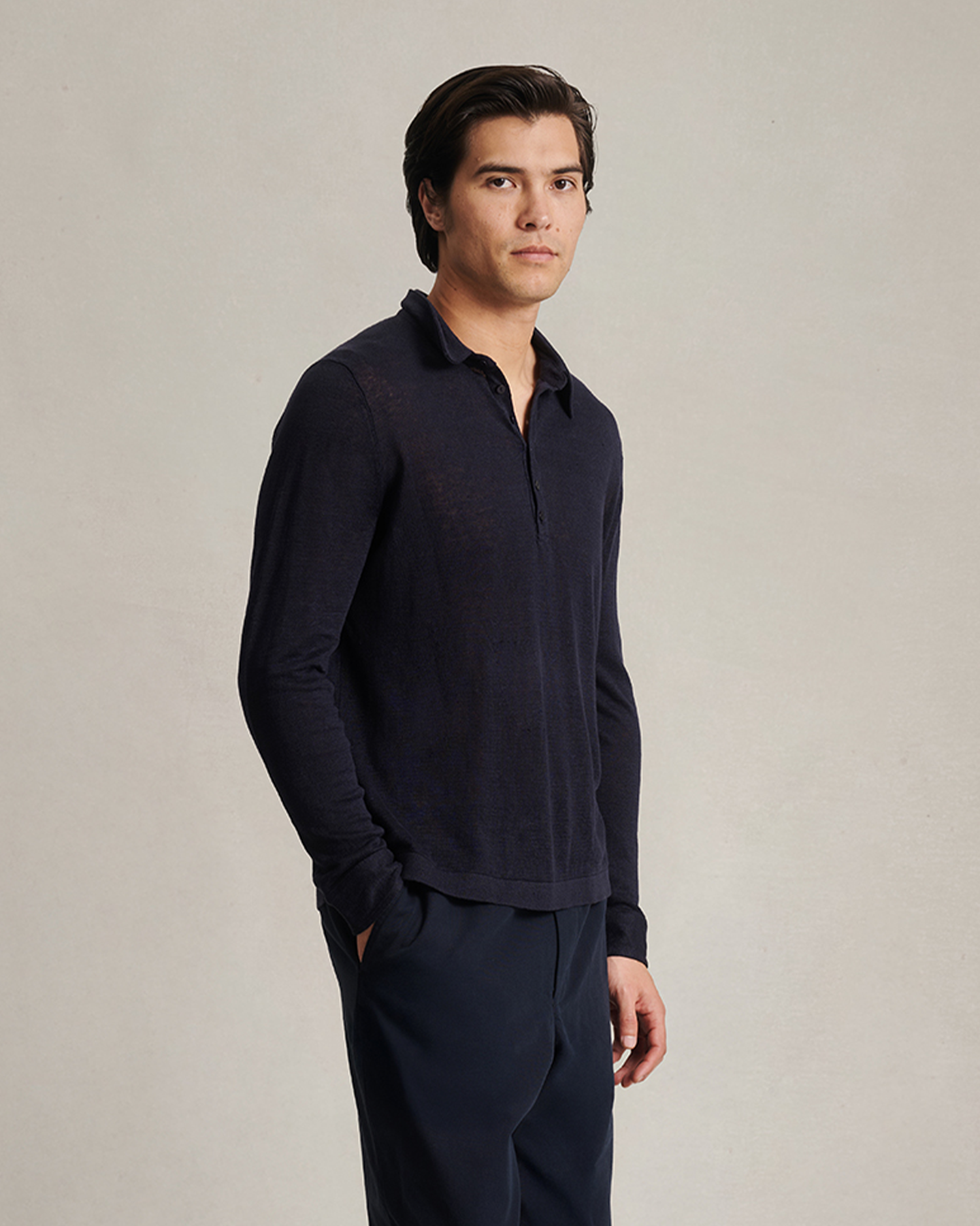 Linen Polo - Navy