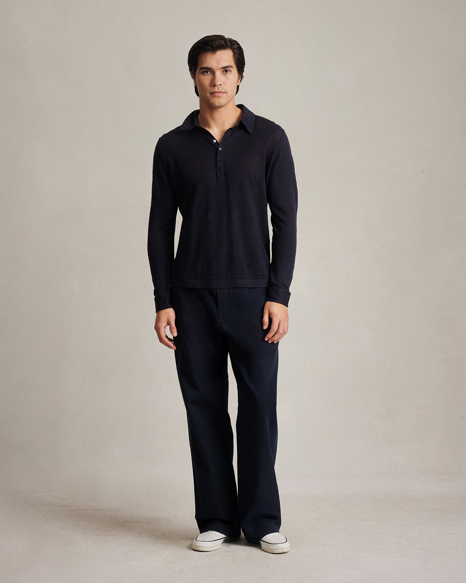 Linen Polo - Navy