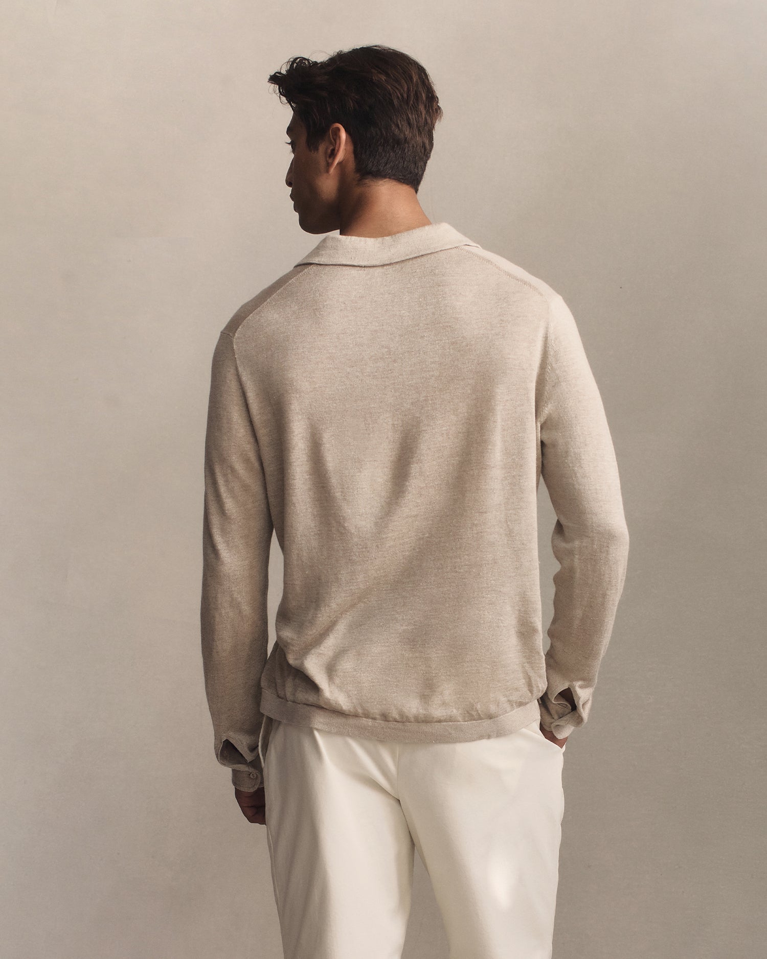 Linen Polo - Taupe