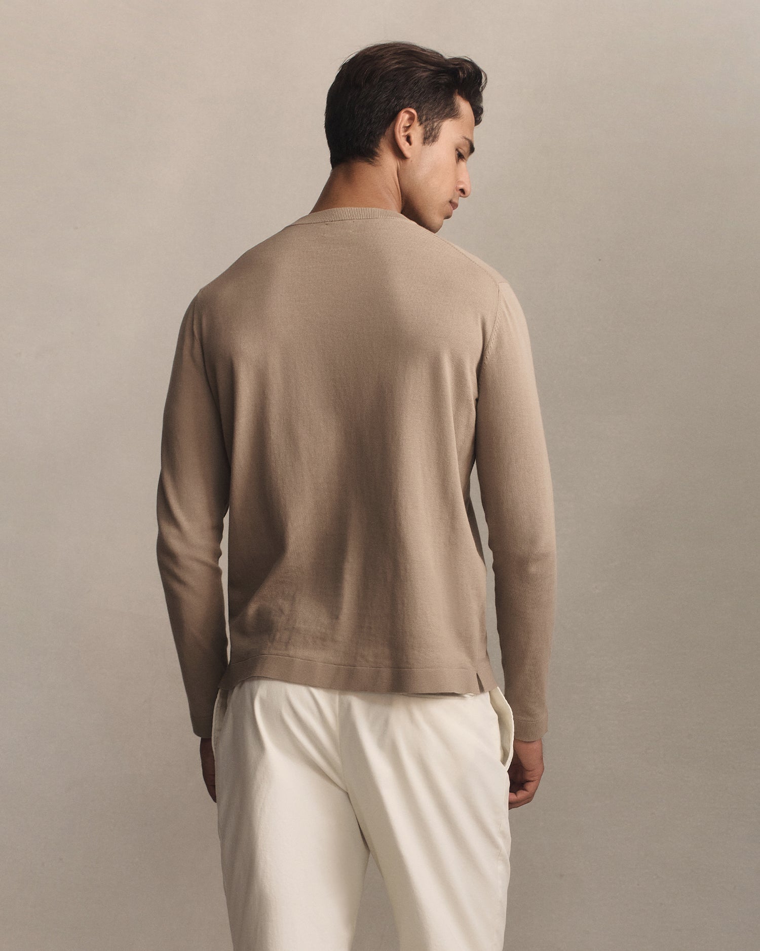 Ice Cotton Long Sleeve Top - Taupe