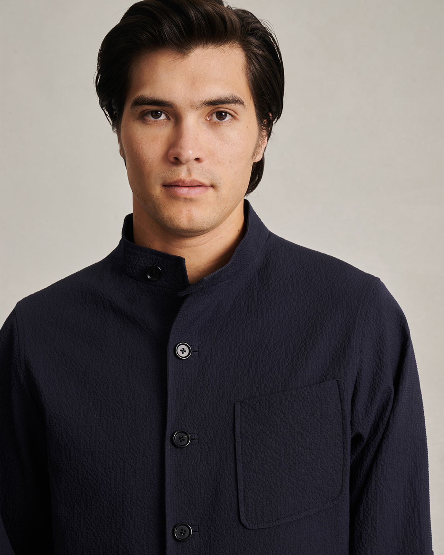 Corbu Jacket - Navy Seersucker