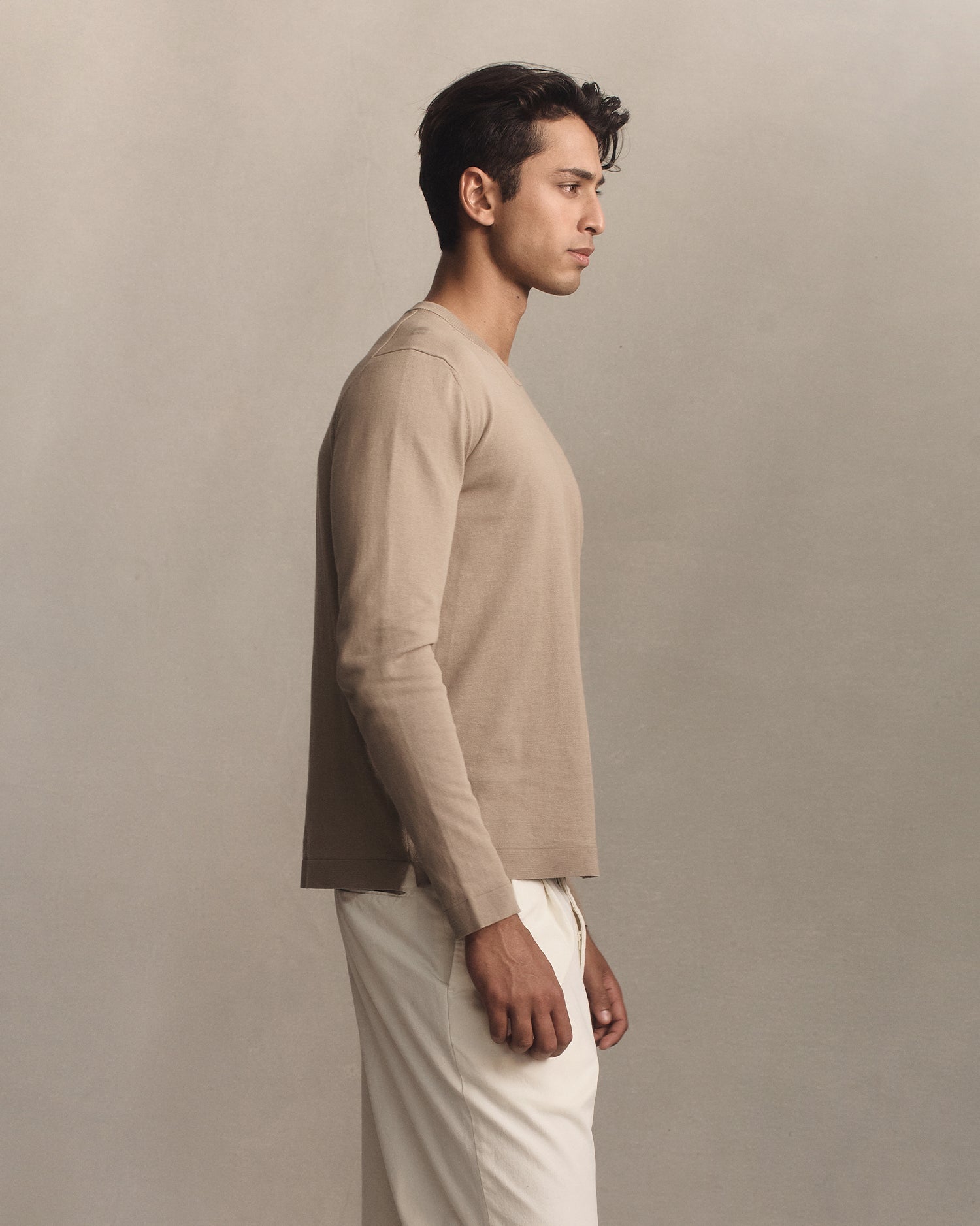 Ice Cotton Long Sleeve Top - Taupe